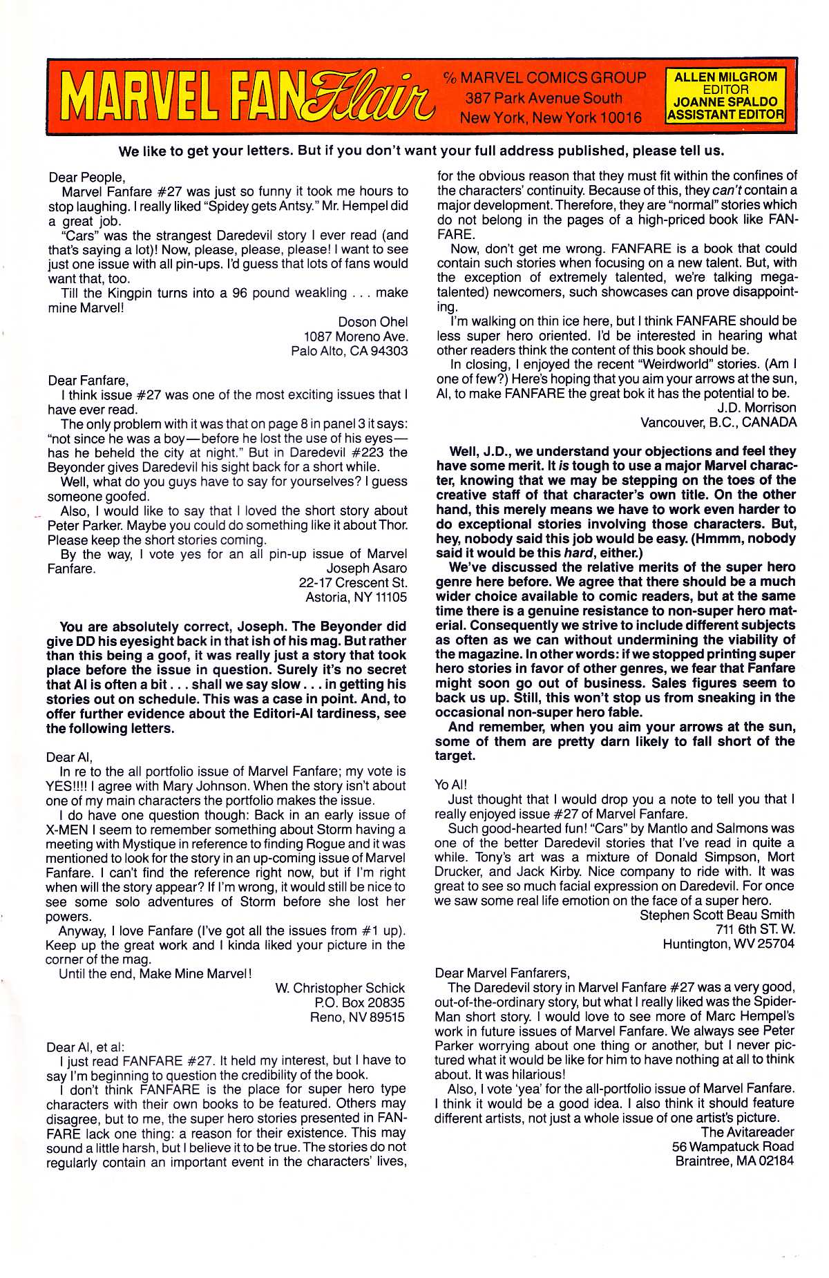 Read online Marvel Fanfare (1982) comic -  Issue #30 - 34