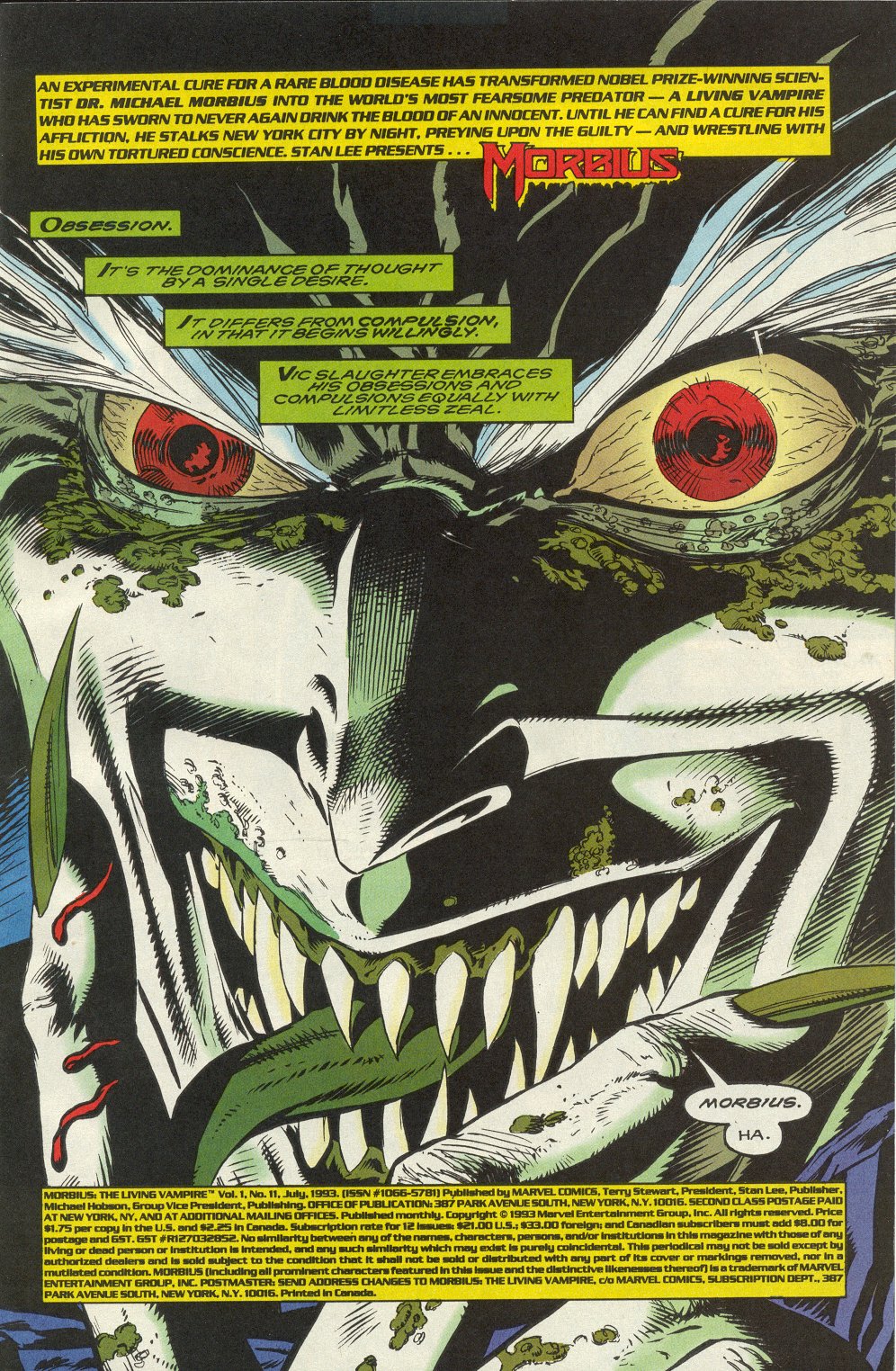 Read online Morbius: The Living Vampire (1992) comic -  Issue #11 - 2