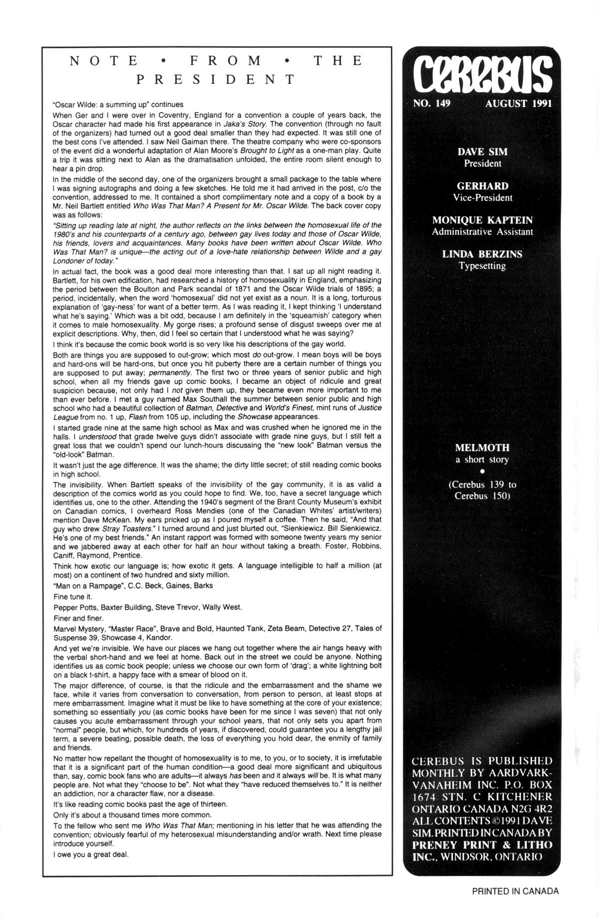 Read online Cerebus comic -  Issue #149 - 2