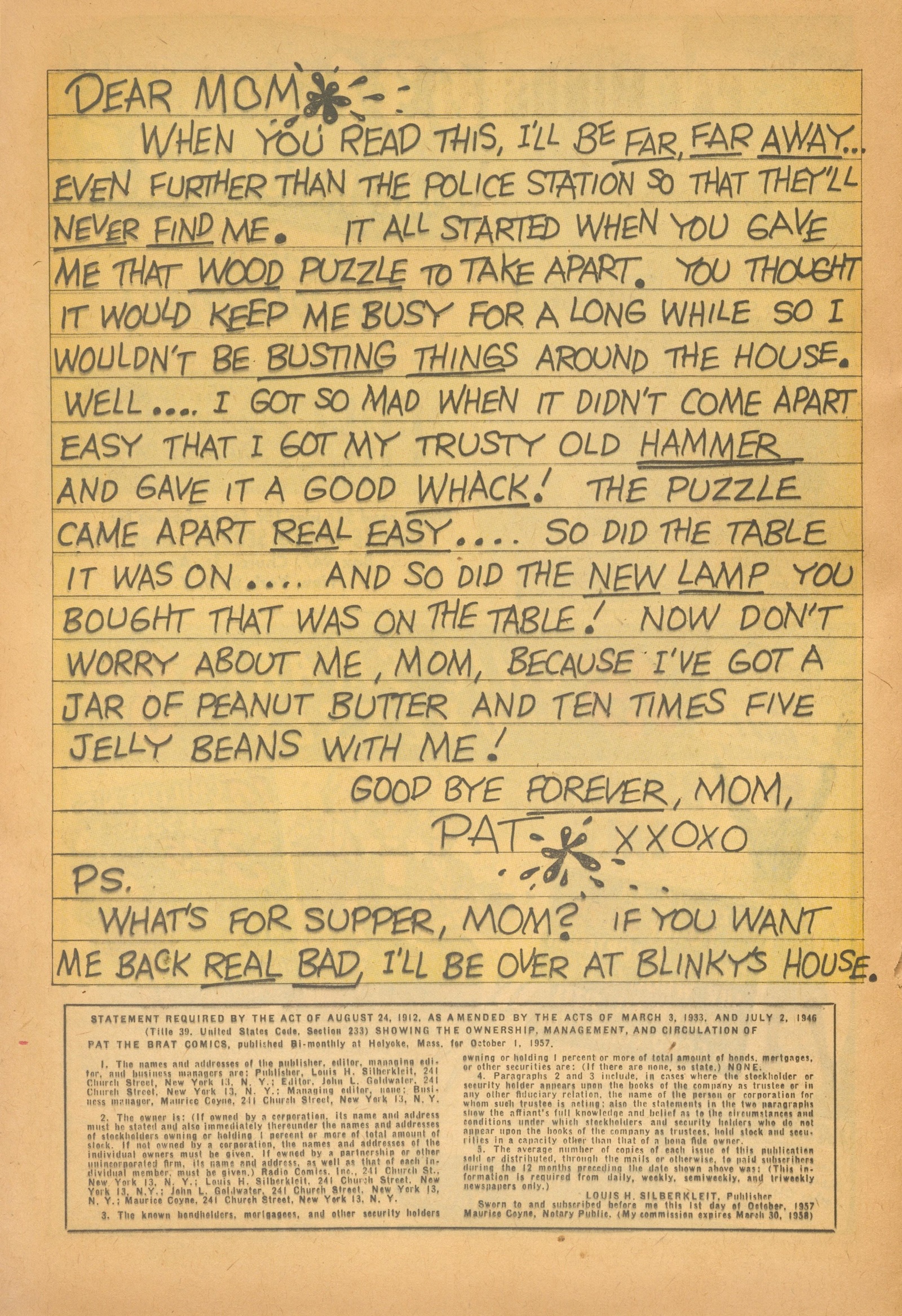 Read online Pat the Brat comic -  Issue #26 - 26