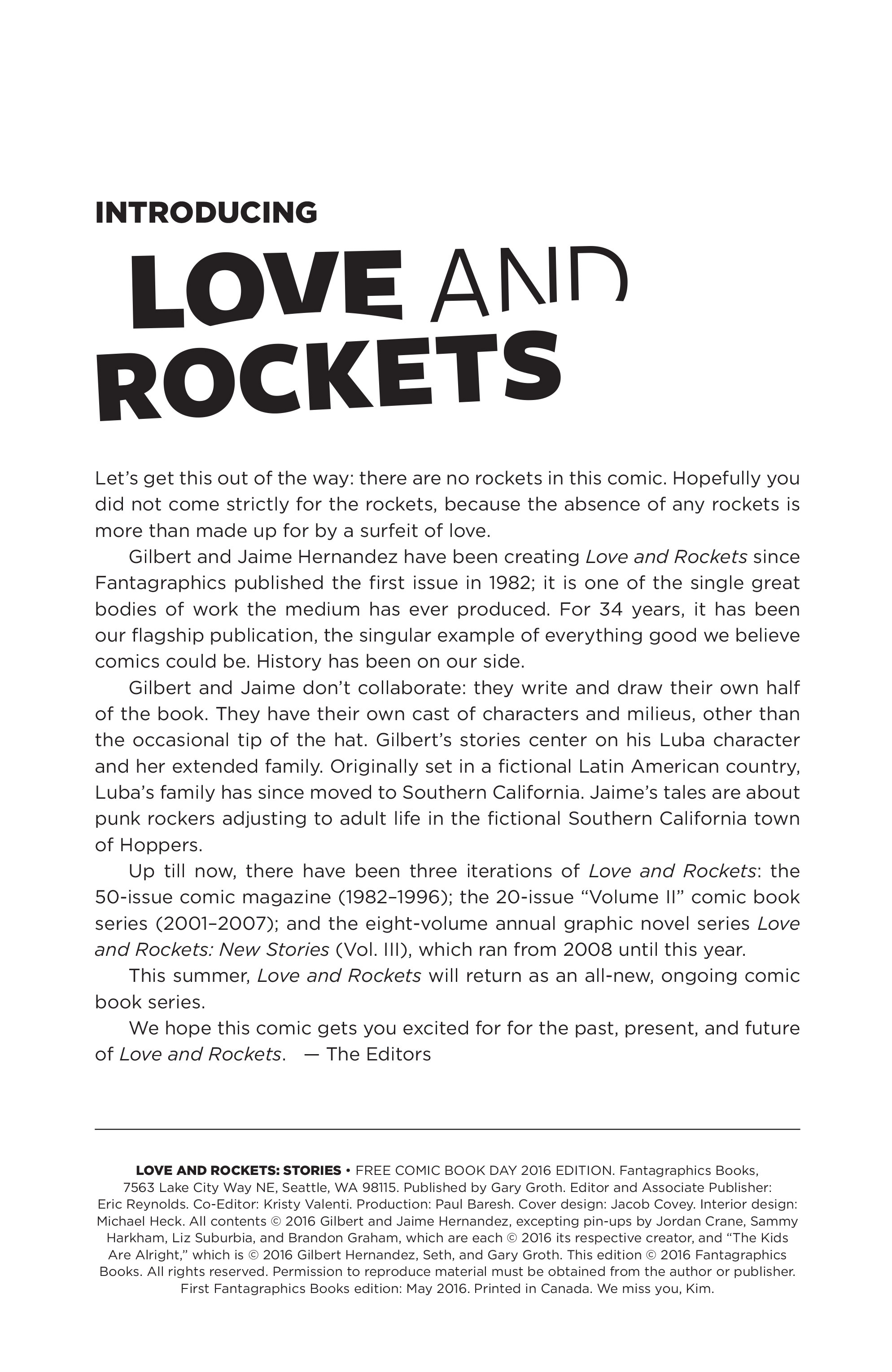 Read online Free Comic Book Day 2016 comic -  Issue # Love and Rockets Sampler - 2