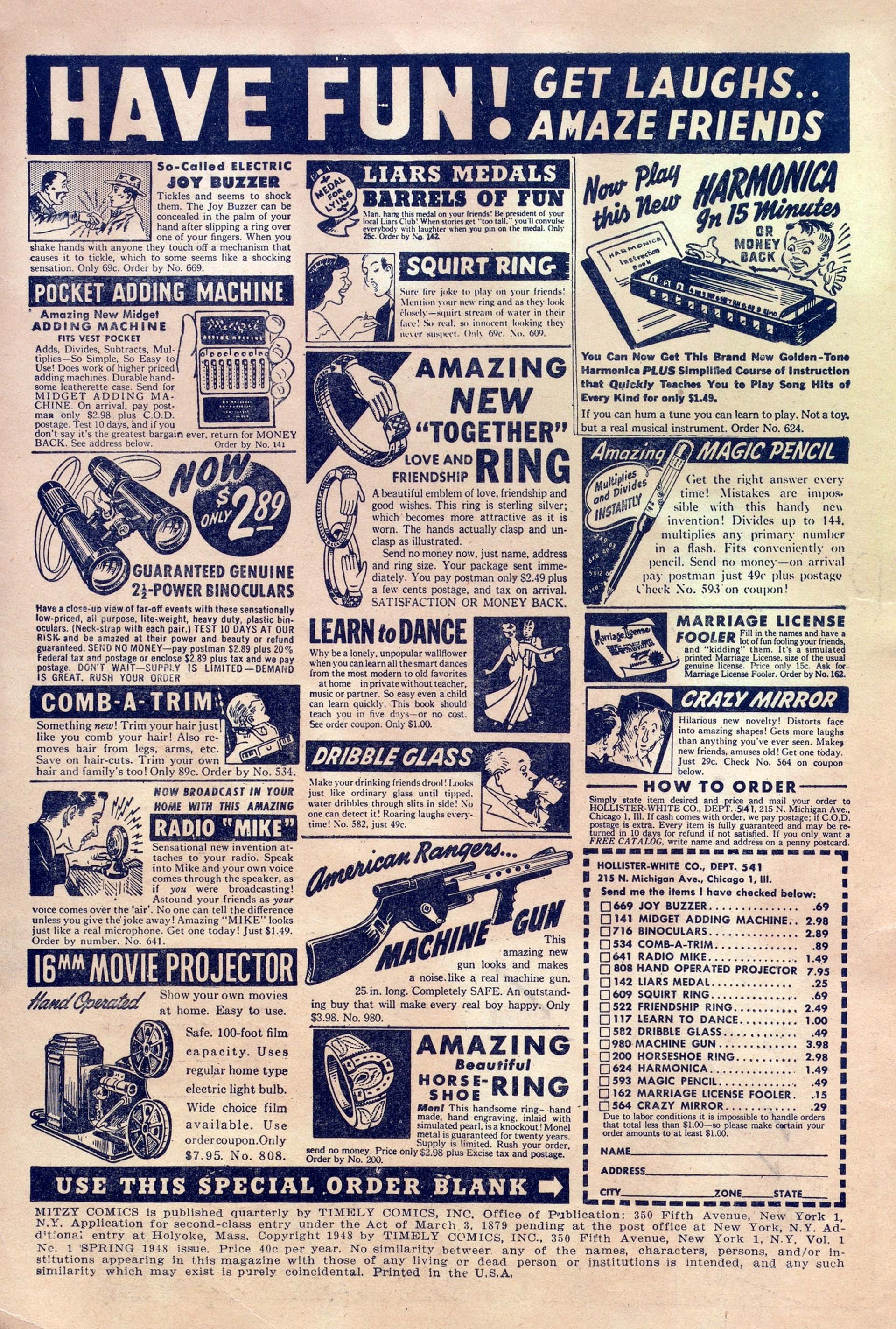 Read online Mitzi Comics comic -  Issue #1 - 2