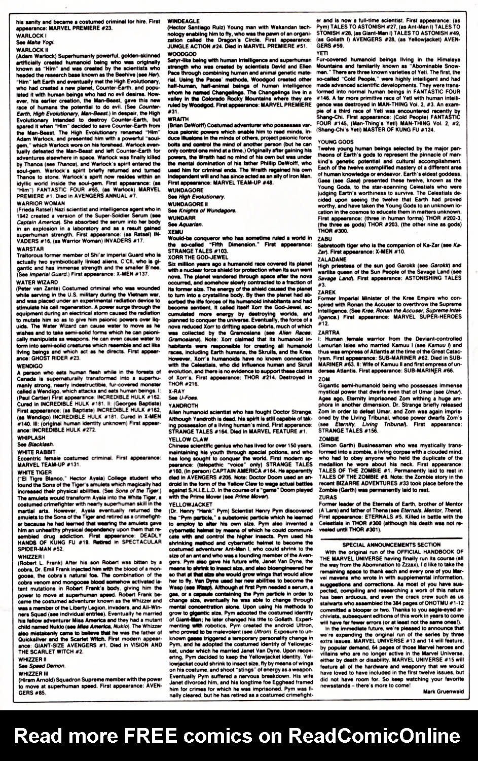 Read online The Official Handbook of the Marvel Universe comic -  Issue #12 - 34