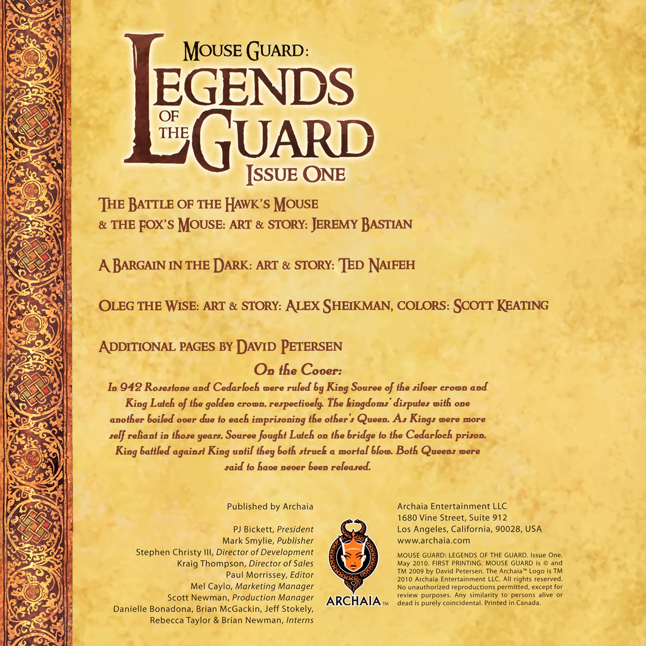 Read online Mouse Guard: Legends of the Guard comic -  Issue #1 - 2