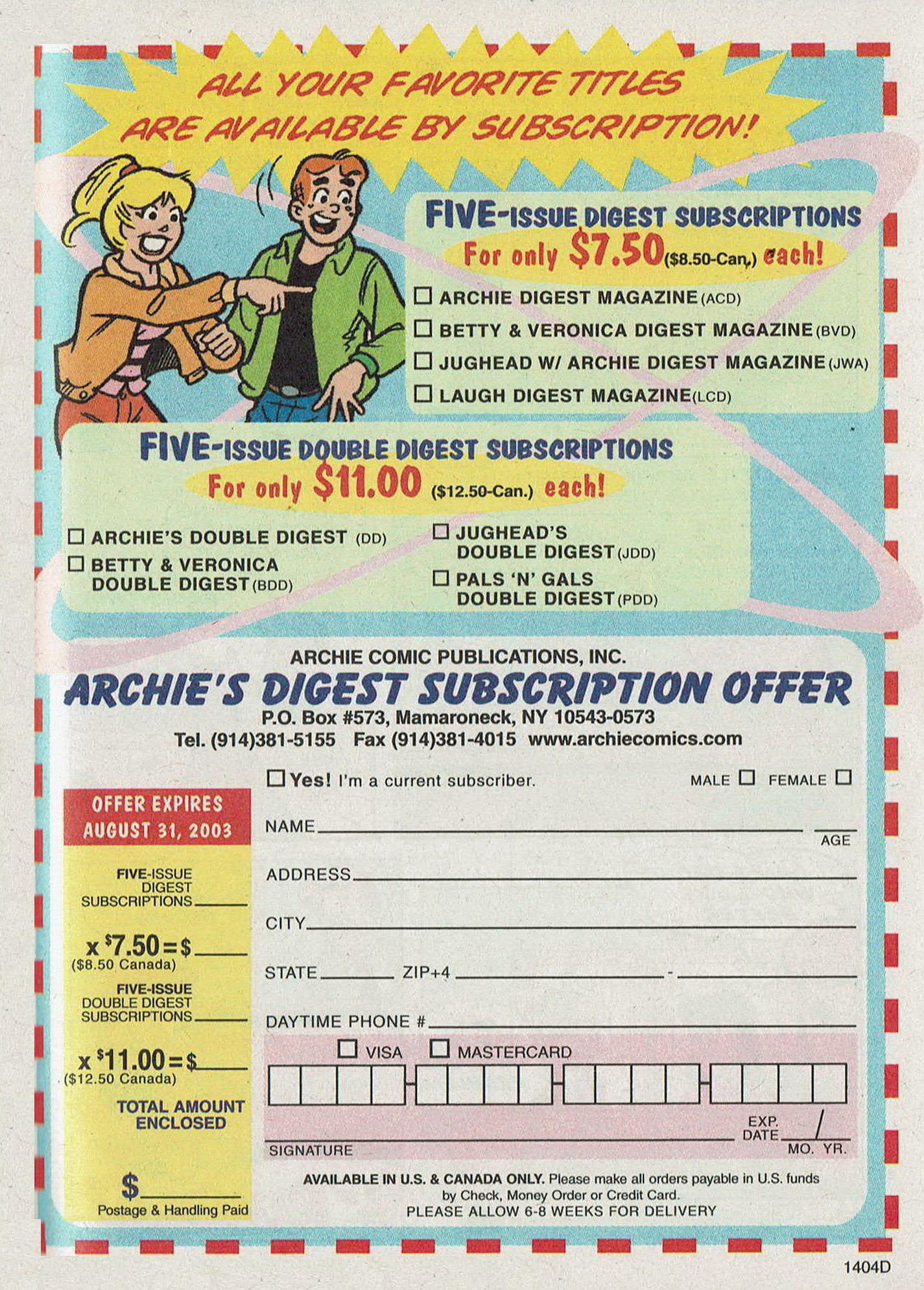 Read online Archie's Pals 'n' Gals Double Digest Magazine comic -  Issue #77 - 85
