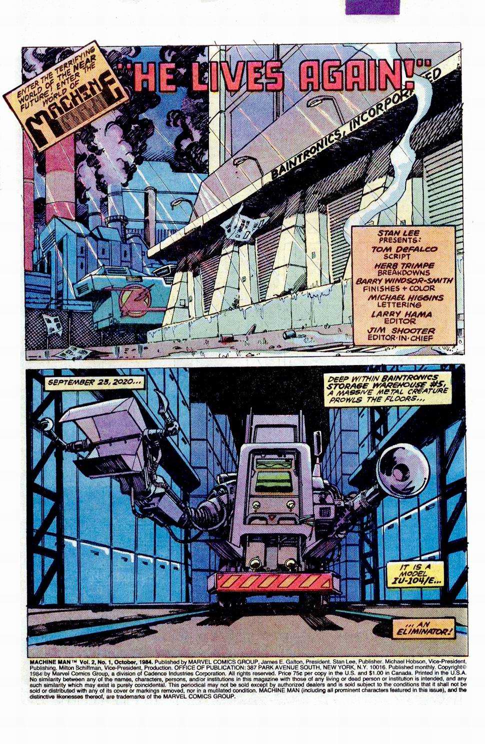 Read online Machine Man (1984) comic -  Issue #1 - 2