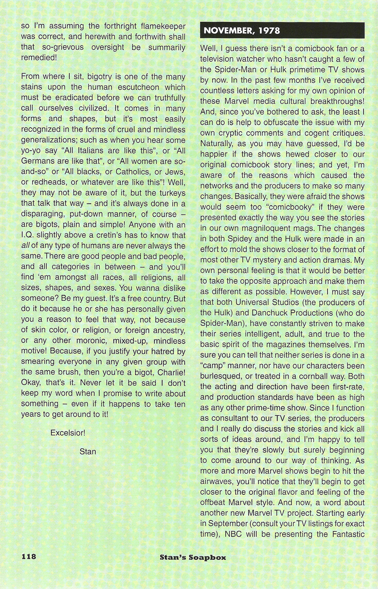 Read online Stan's Soapbox: The Collection comic -  Issue # TPB - 103