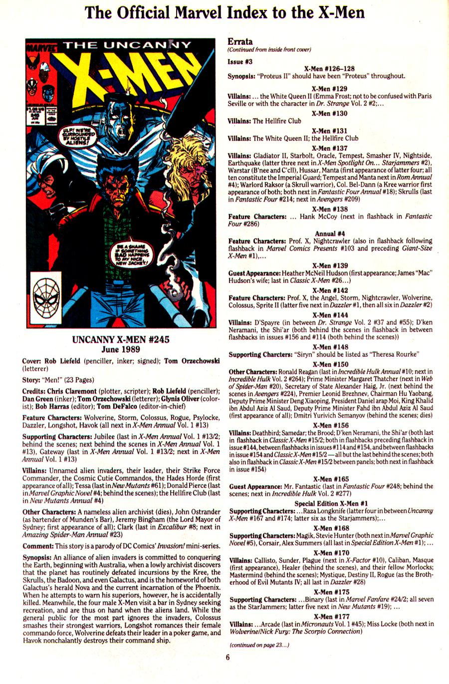 Read online The Official Marvel Index To The X-Men (1994) comic -  Issue #5 - 9