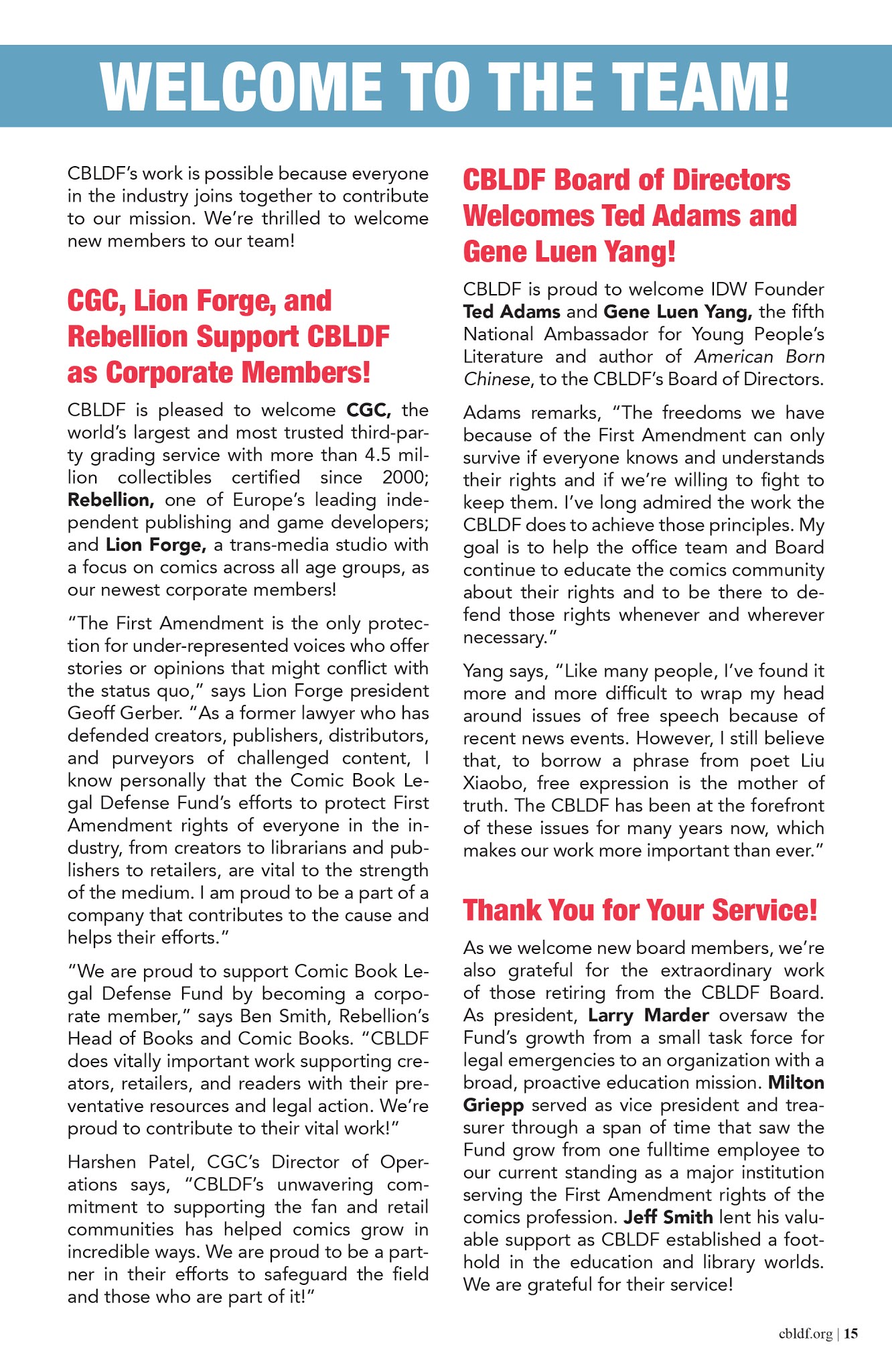 Read online Comic Book Legal Defense Fund Summer Update 2018 comic -  Issue # Full - 15