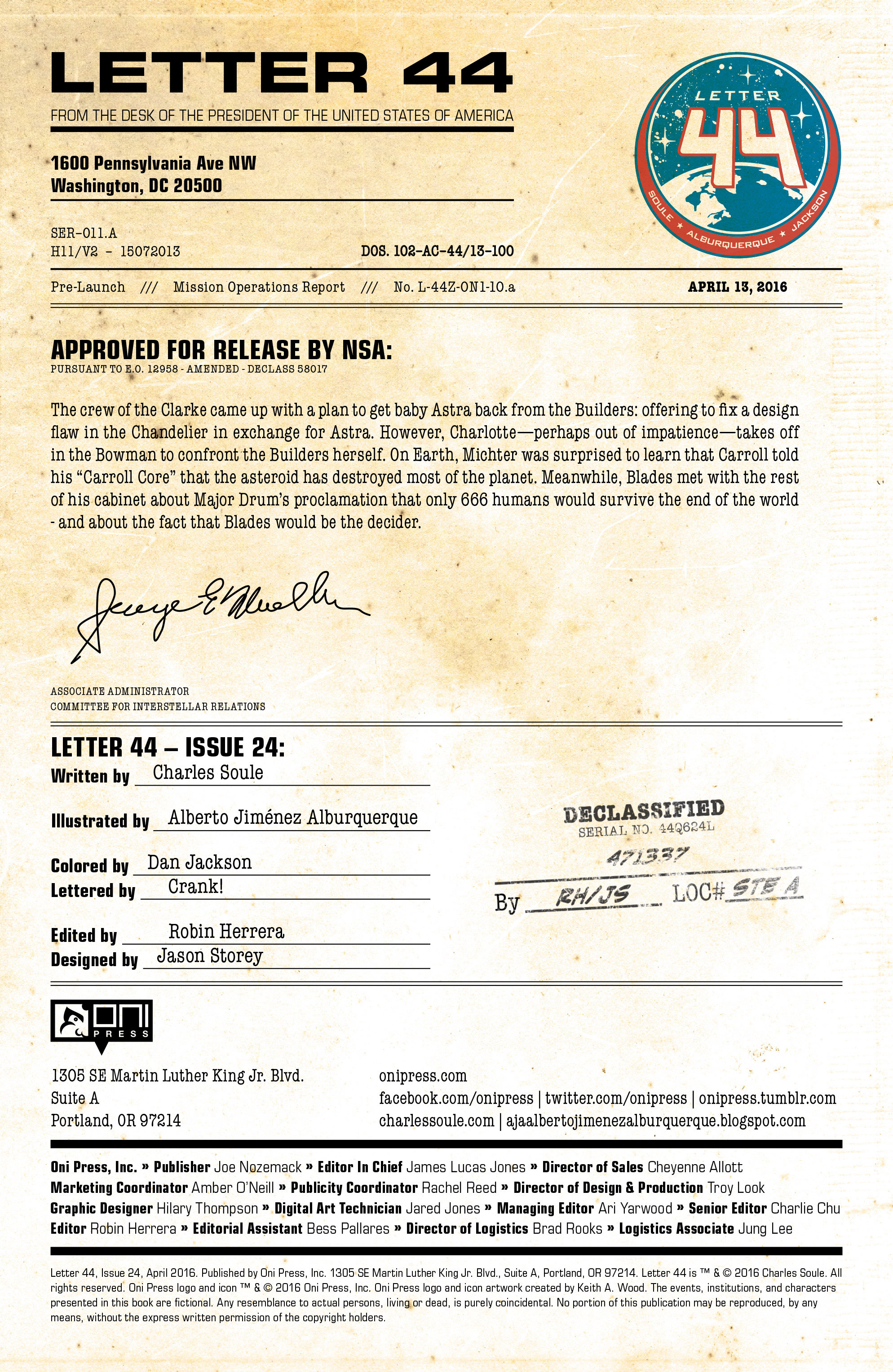 Read online Letter 44 comic -  Issue #24 - 2