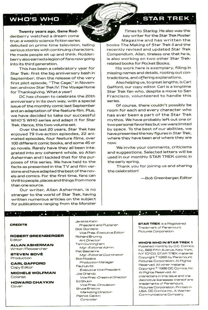 Read online Who's Who in Star Trek comic -  Issue #1 - 2