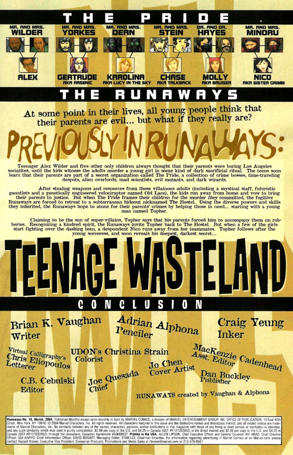 Read online Runaways (2003) comic -  Issue #10 - 2