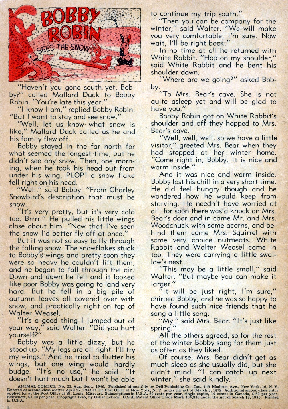 Read online Animal Comics comic -  Issue #22 - 2