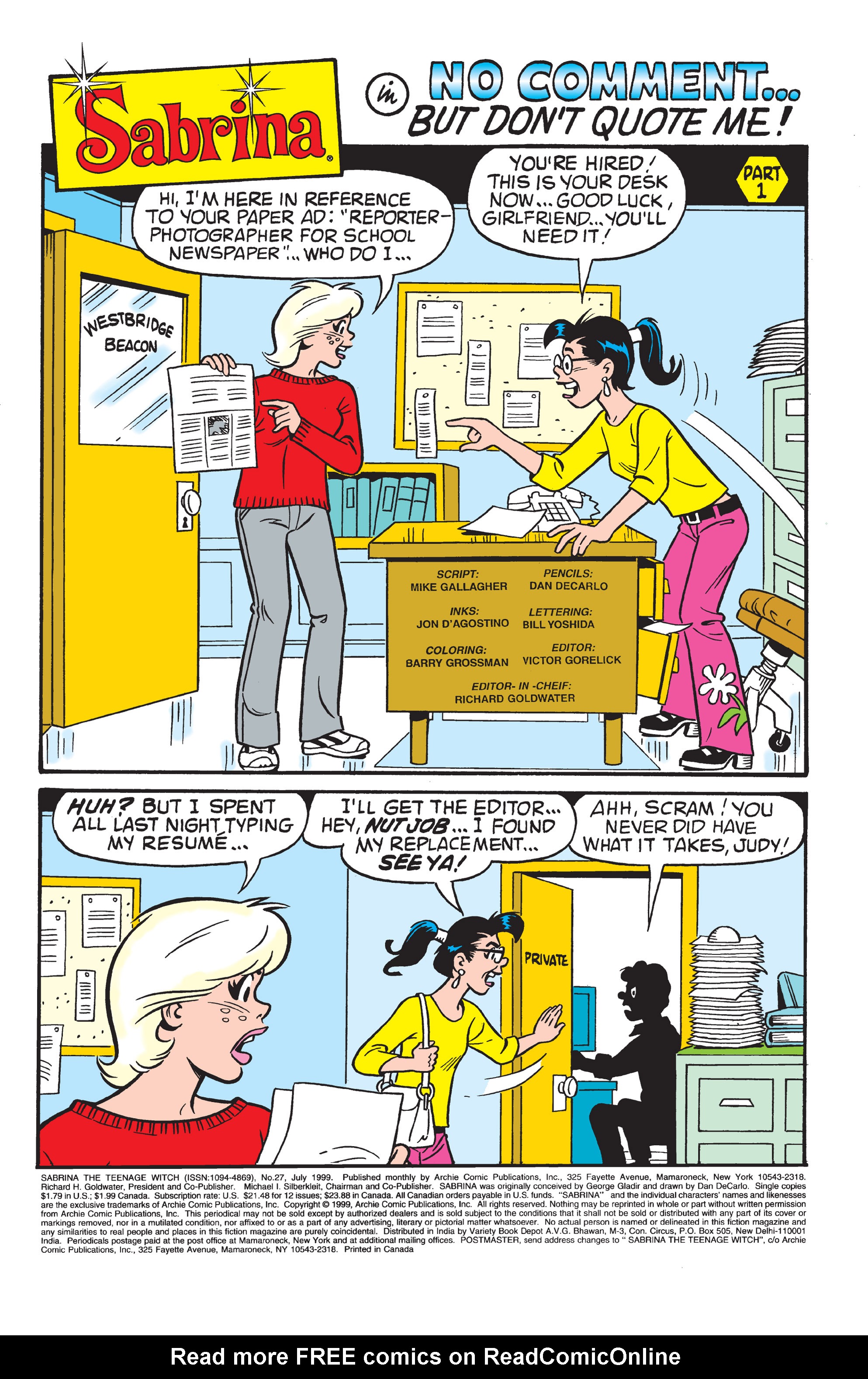 Read online Sabrina the Teenage Witch (1997) comic -  Issue #27 - 2