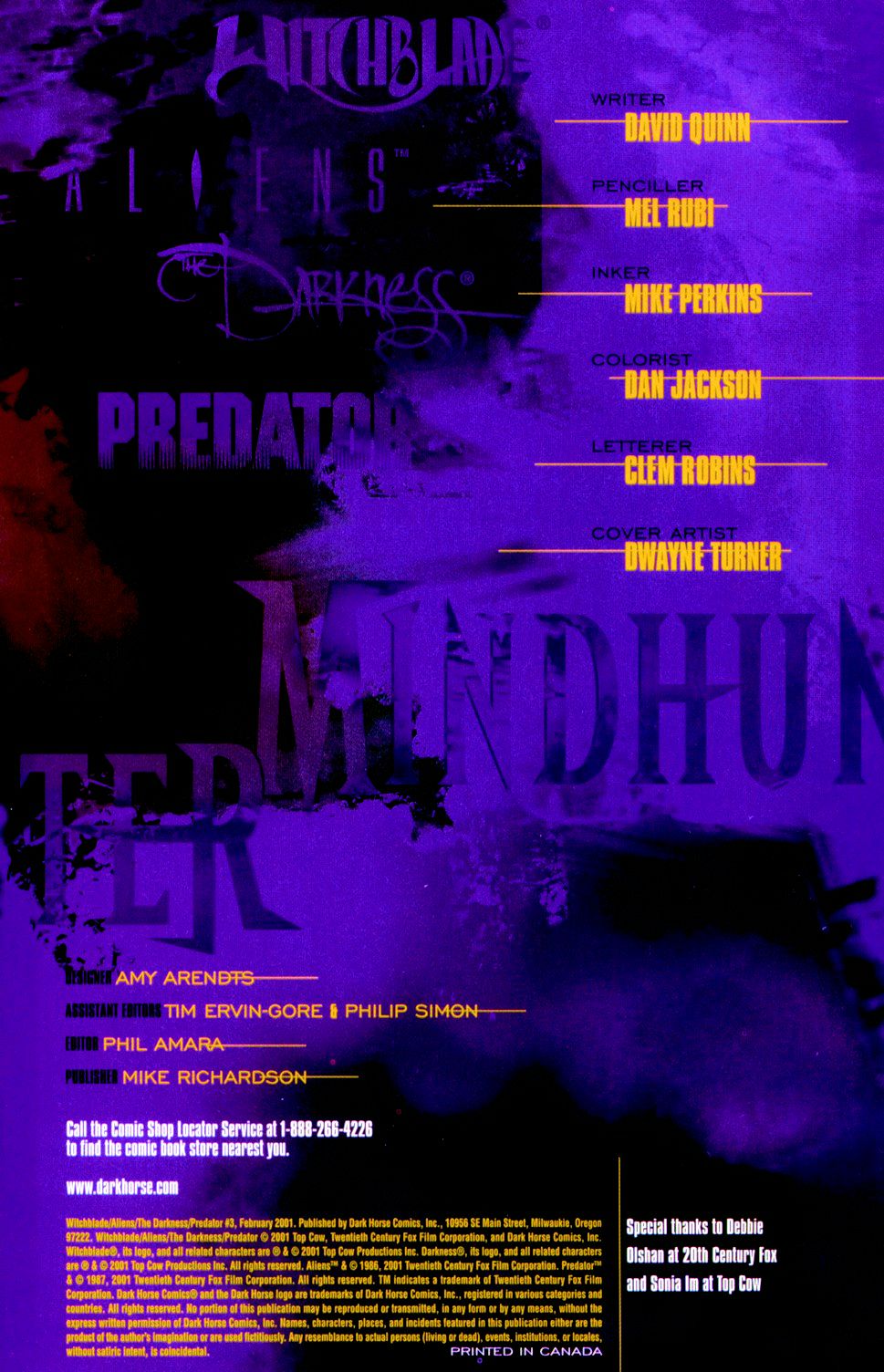 Read online Witchblade/Aliens/The Darkness/Predator: Mindhunter comic -  Issue #3 - 2