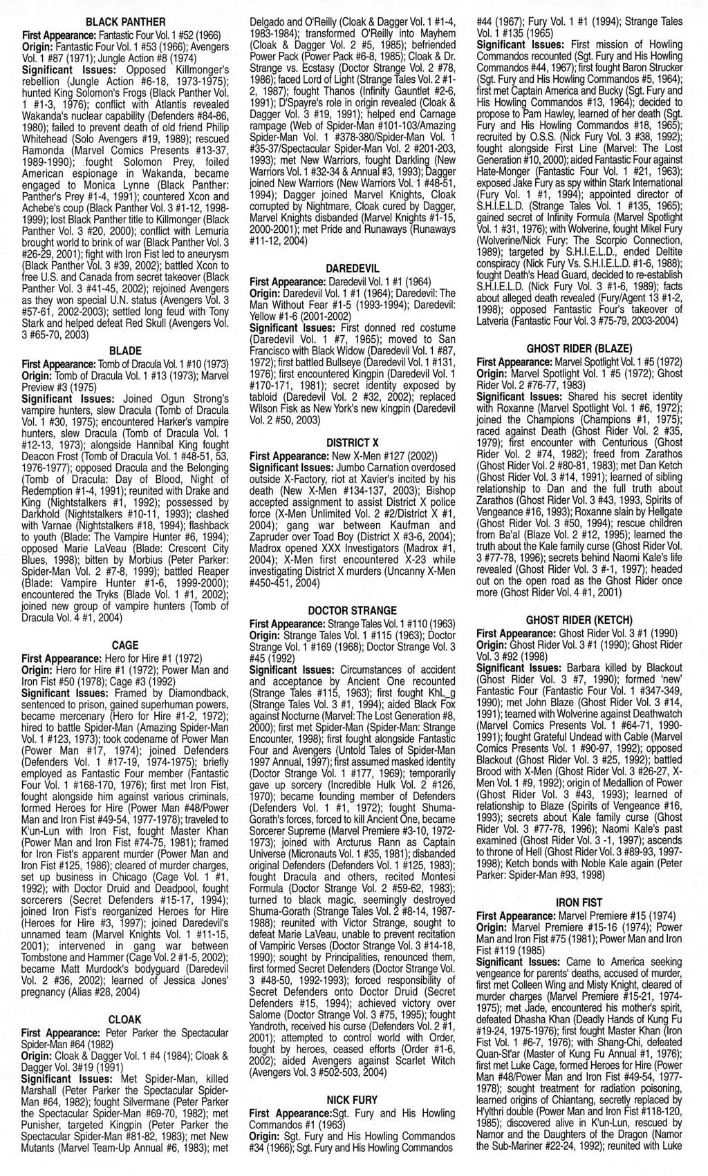 Read online The Official Handbook of the Marvel Universe: Marvel Knights comic -  Issue # Full - 50