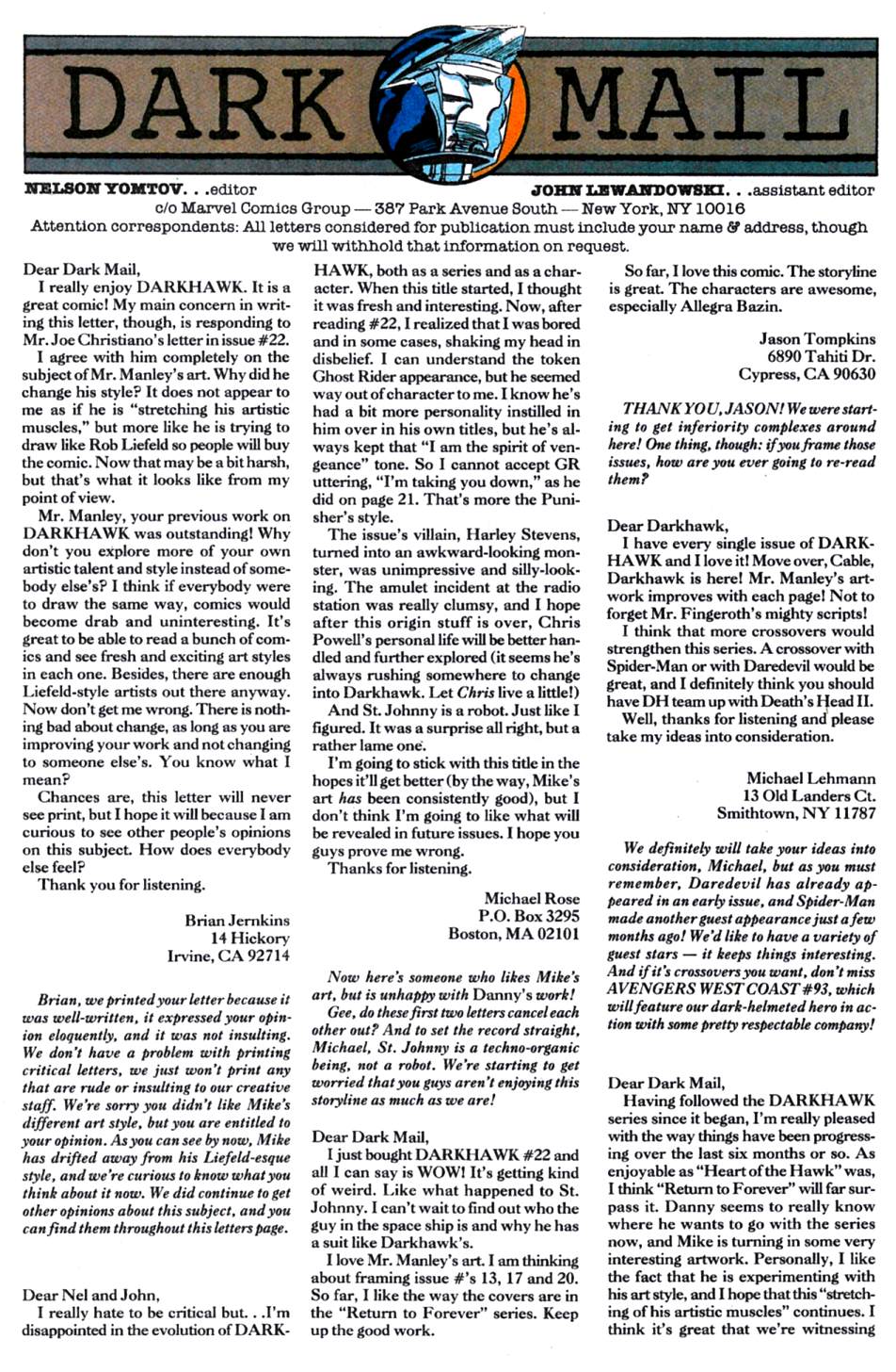 Read online Darkhawk (1991) comic -  Issue #25 - 39