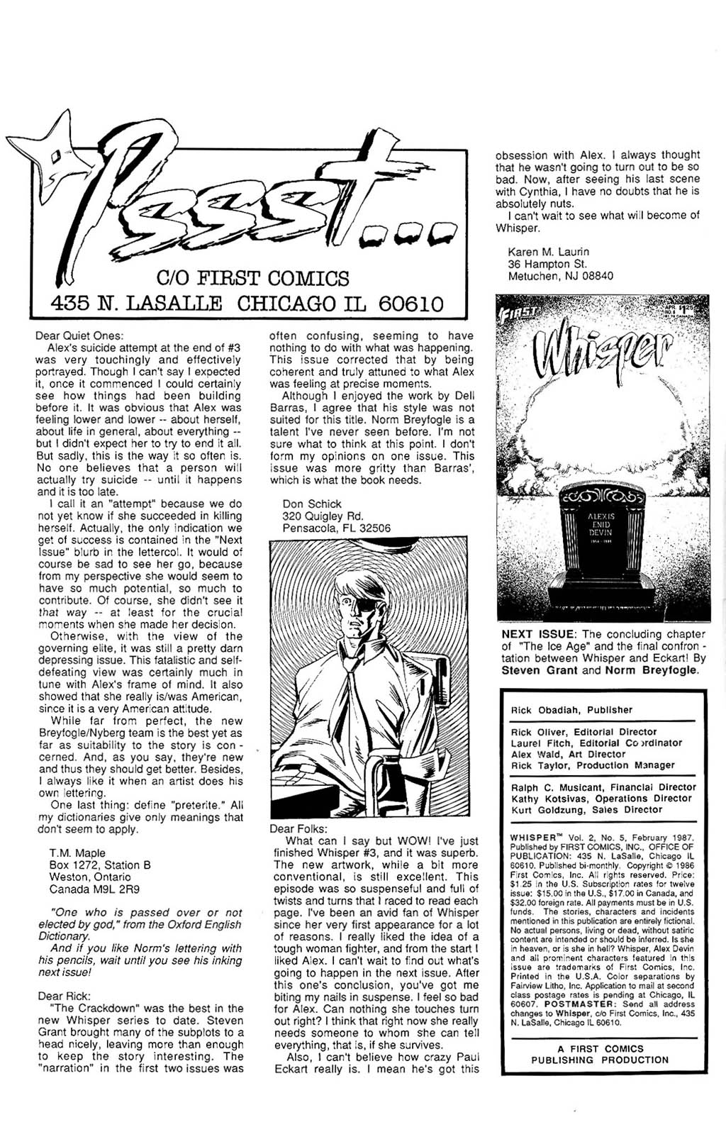 Read online Whisper (1986) comic -  Issue #5 - 2