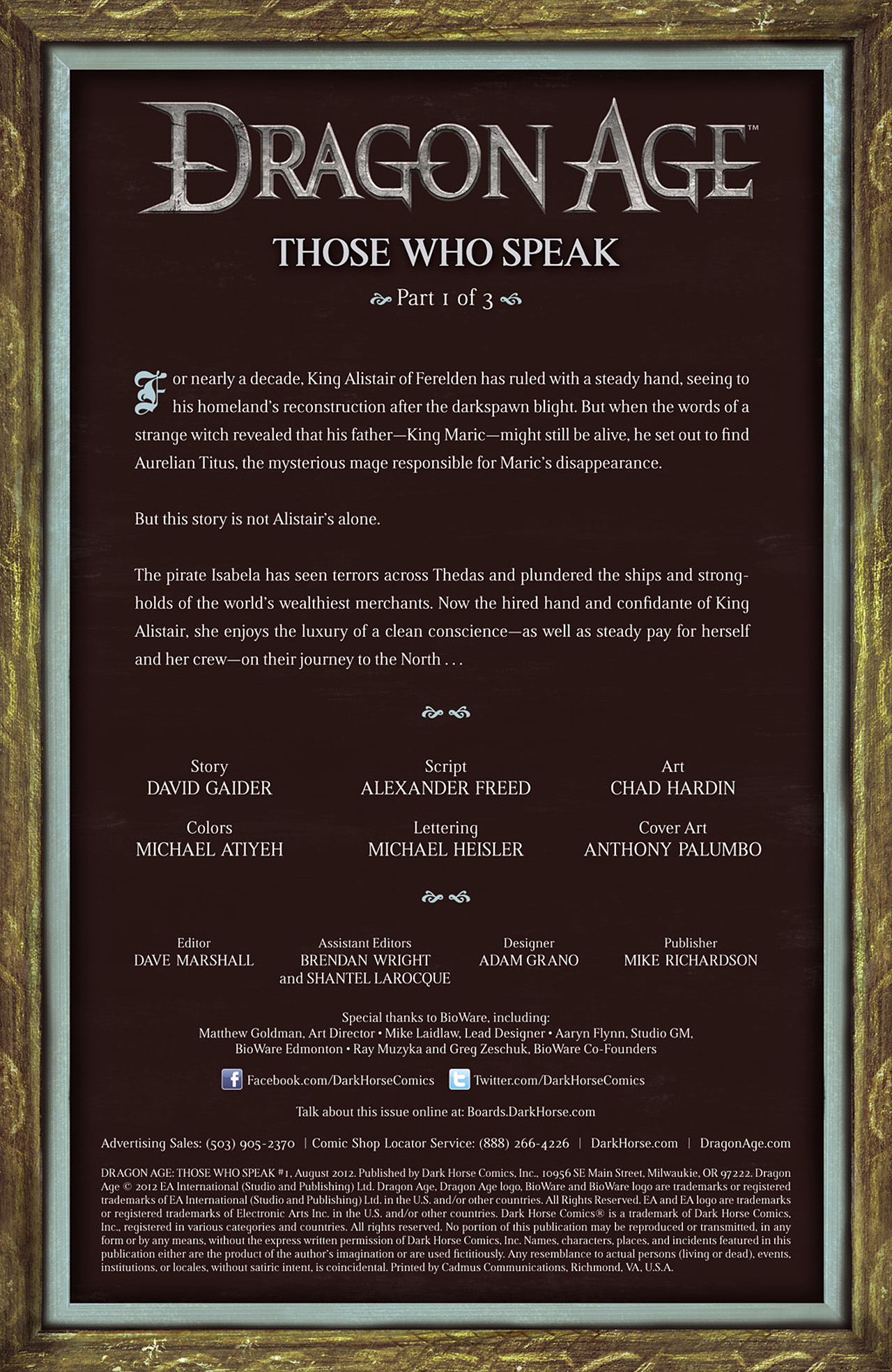 Read online Dragon Age: Those Who Speak comic -  Issue #1 - 2