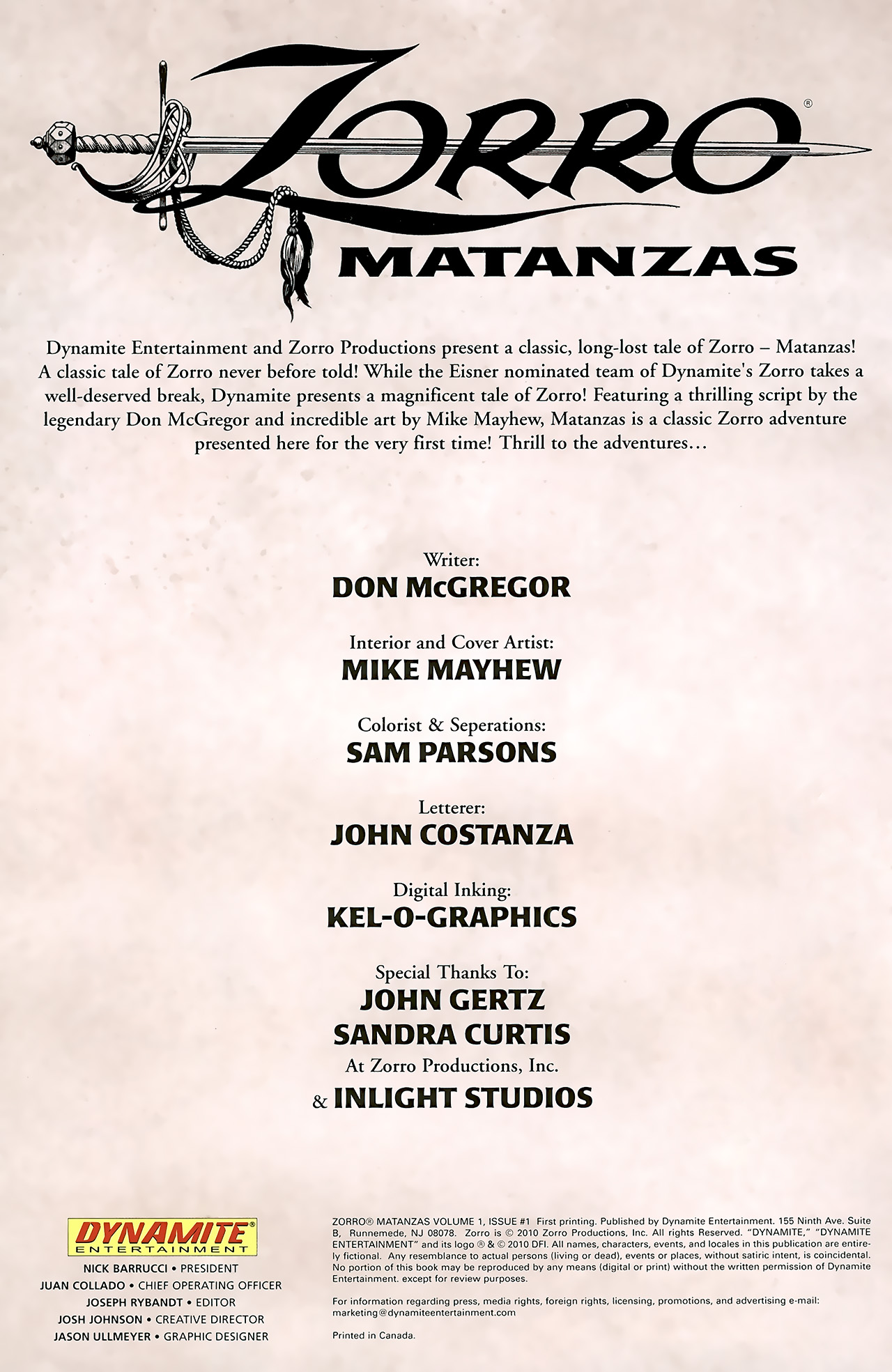 Read online Zorro: Matanzas comic -  Issue #1 - 2