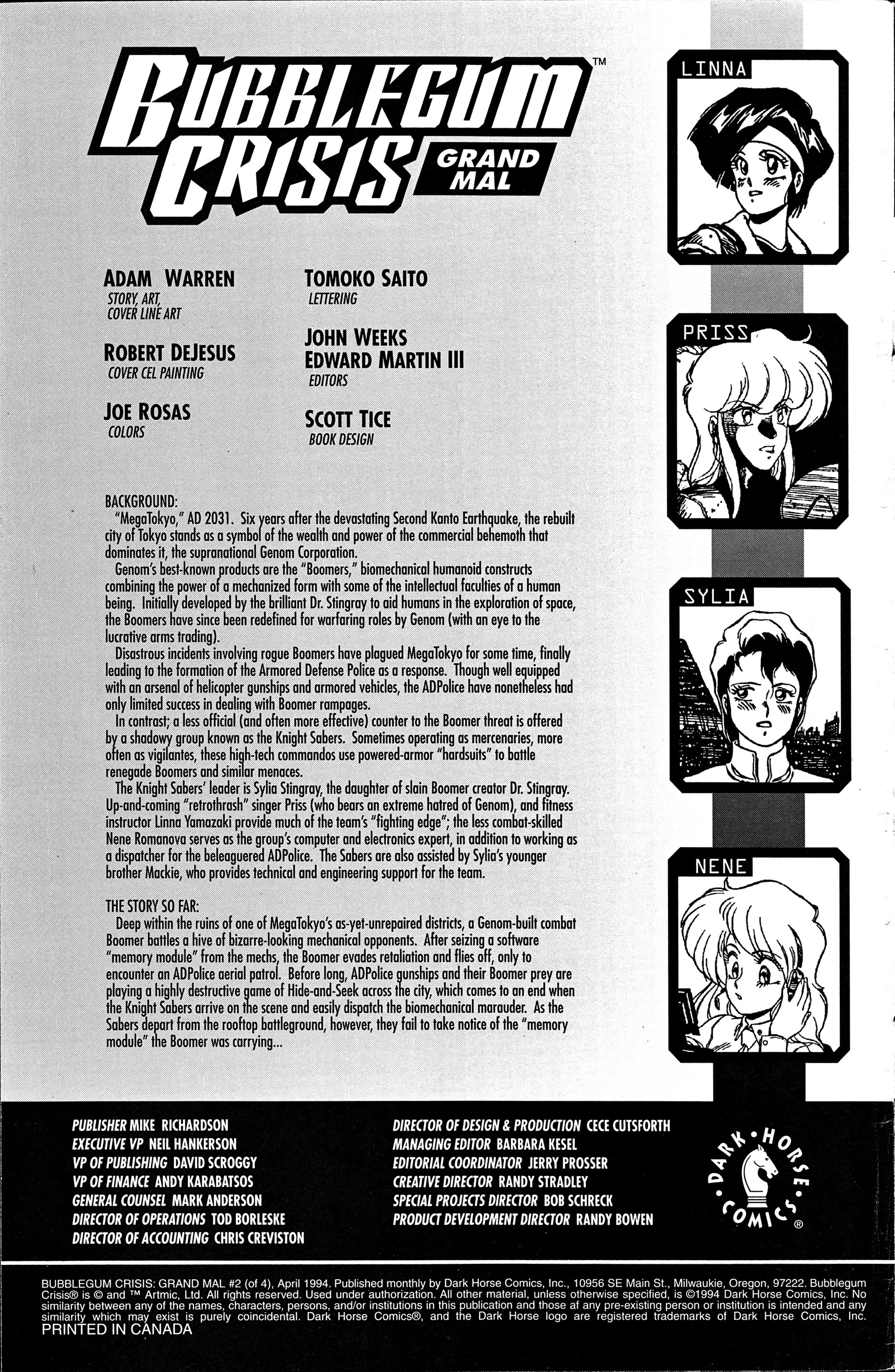 Read online Bubblegum Crisis: Grand Mal comic -  Issue #2 - 2