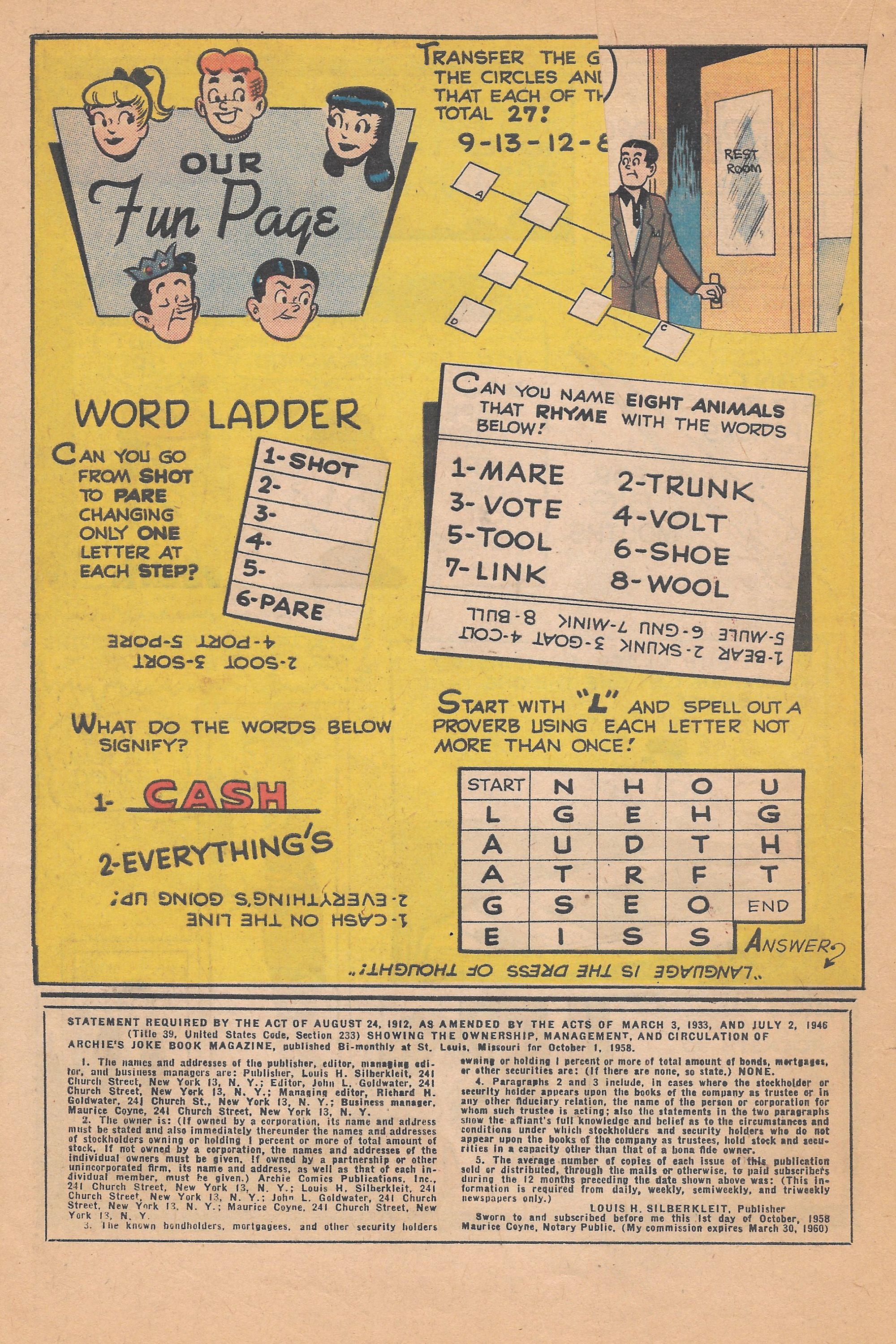 Read online Archie's Joke Book Magazine comic -  Issue #40 - 18