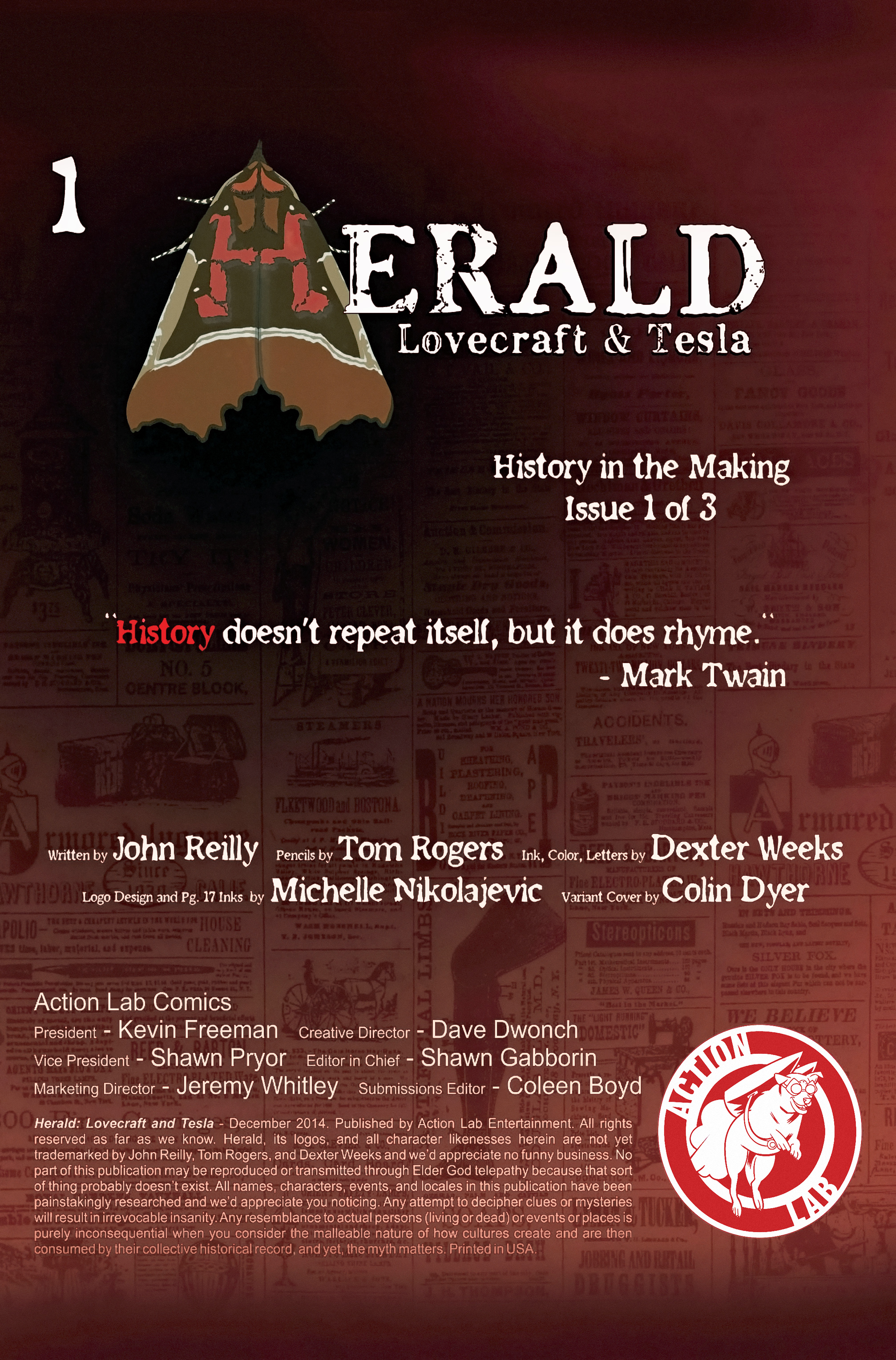 Read online Herald: Lovecraft and Tesla comic -  Issue #1 - 2