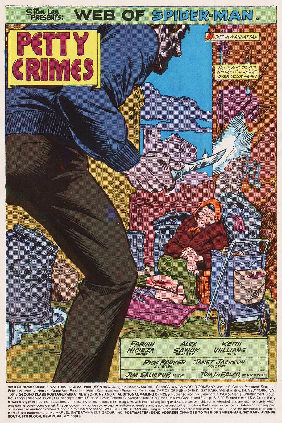 Read online Web of Spider-Man (1985) comic -  Issue #39 - 2