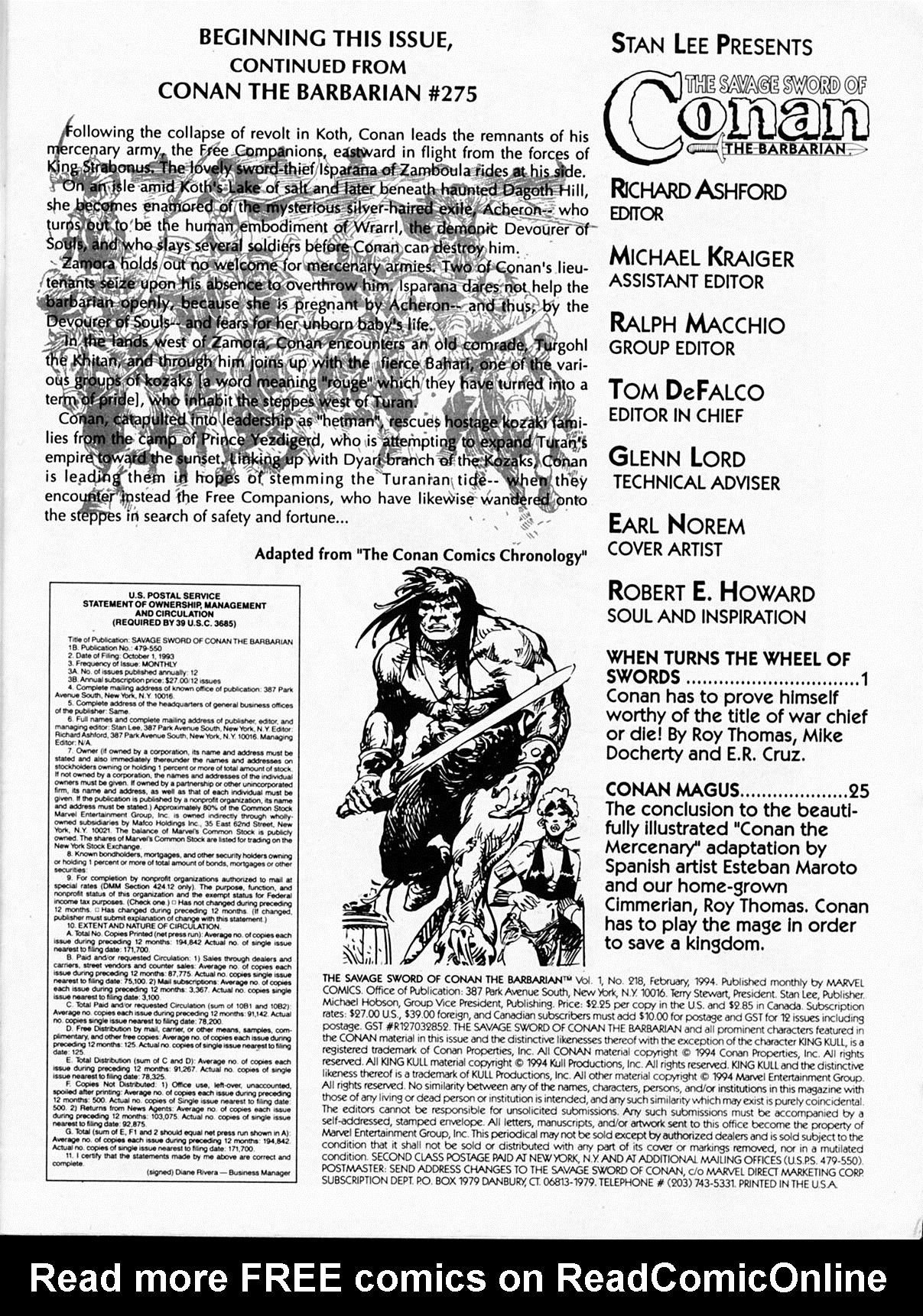 Read online The Savage Sword Of Conan comic -  Issue #218 - 2