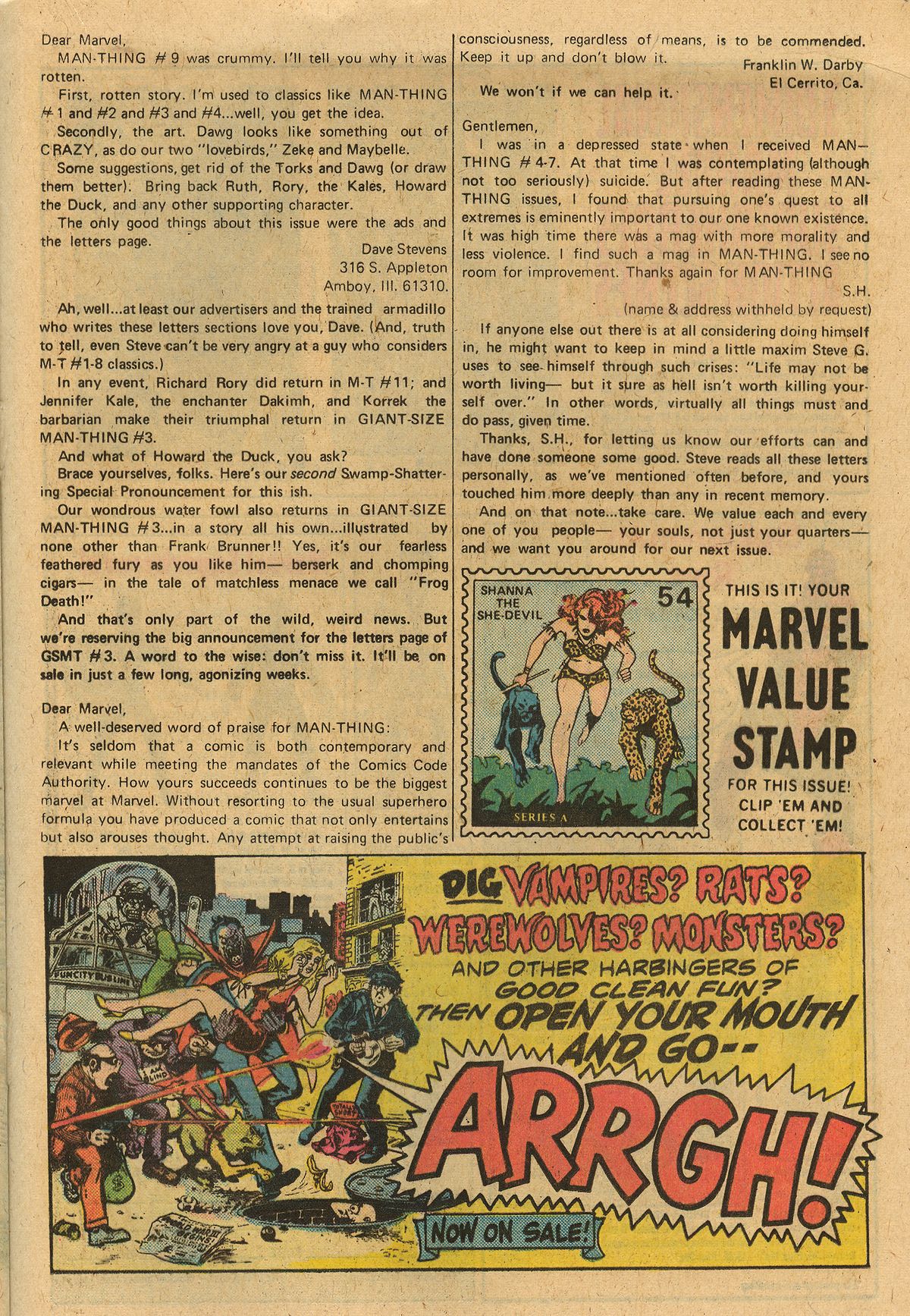 Read online Man-Thing (1974) comic -  Issue #13 - 20