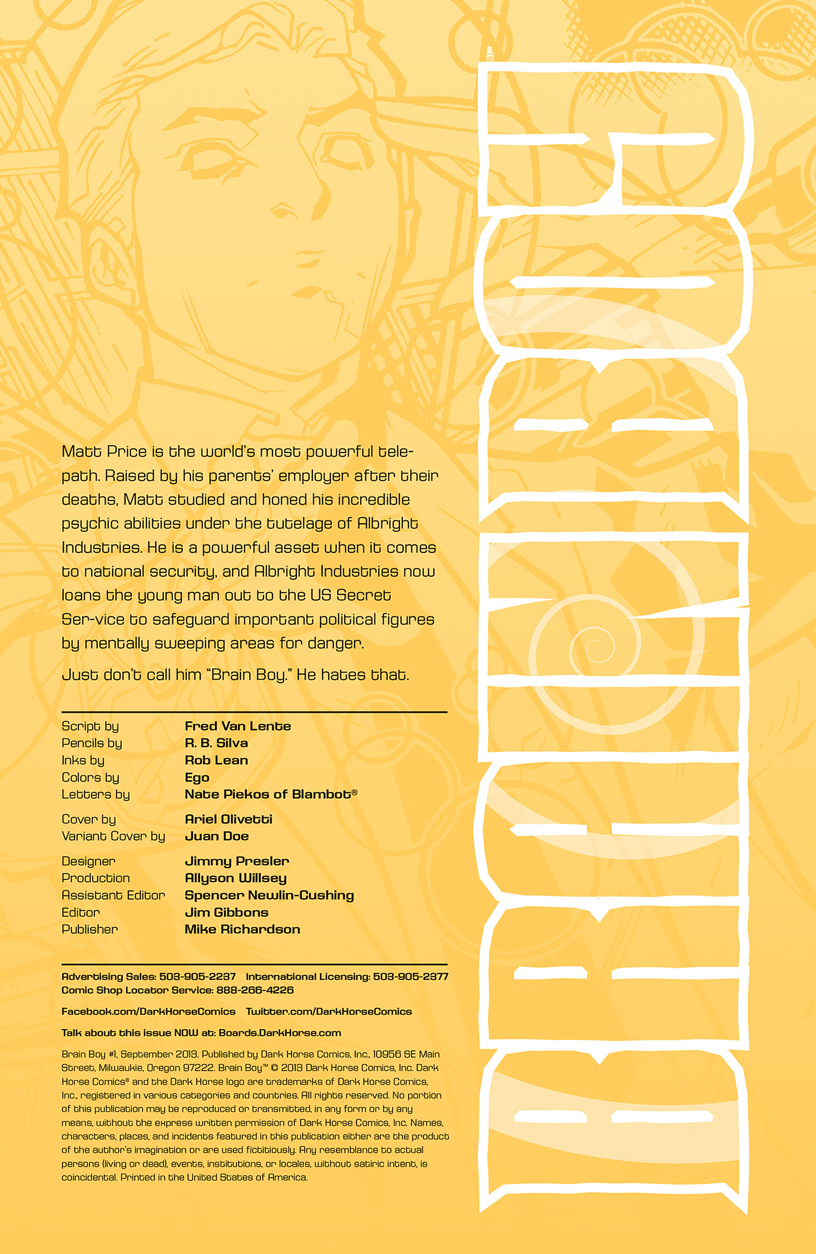 Read online Brain Boy comic -  Issue #1 - 2