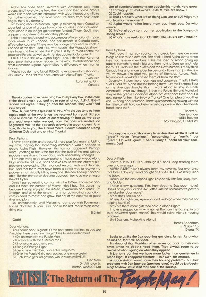 Read online Alpha Flight (1983) comic -  Issue #61 - 32