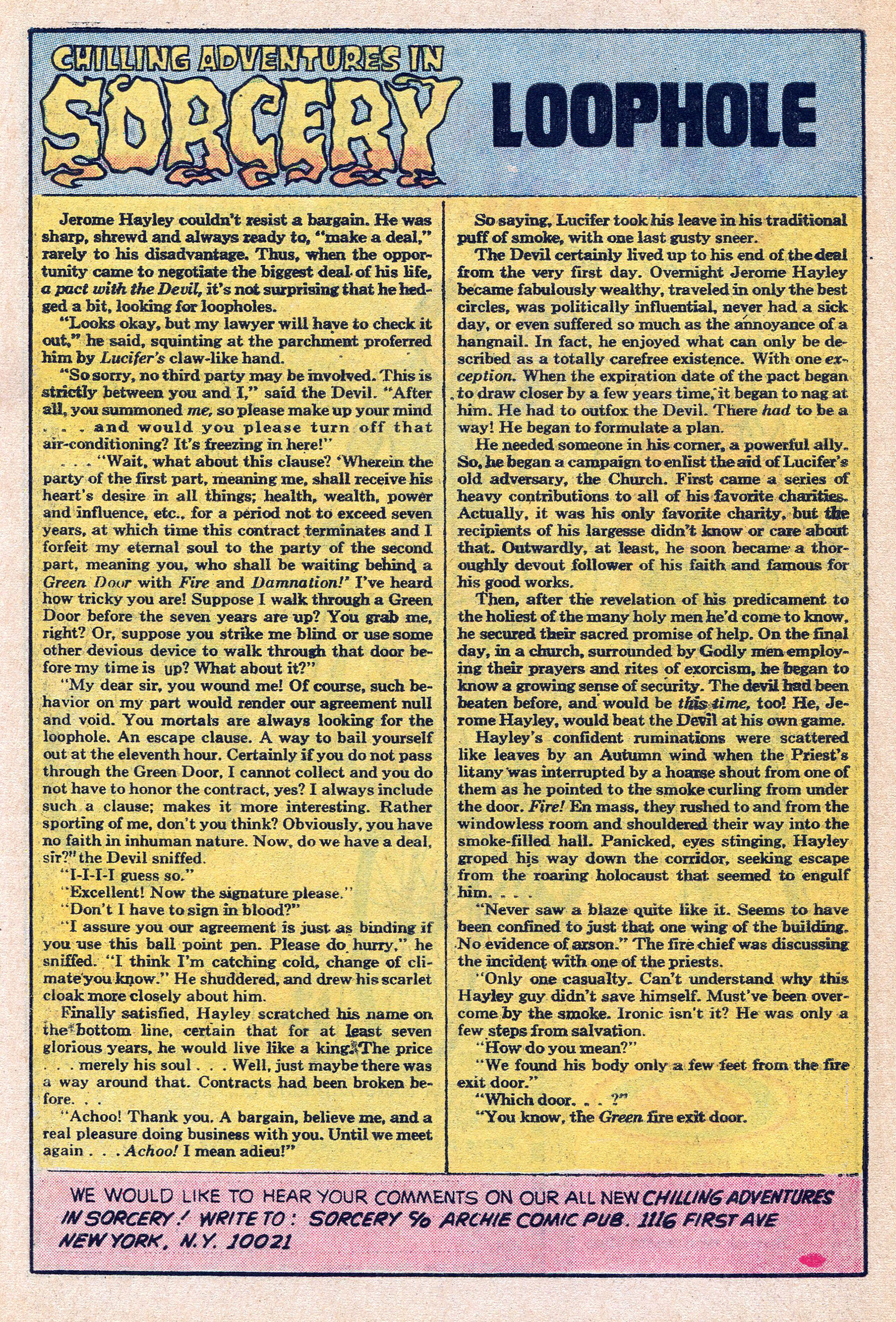Read online Chilling Adventures In Sorcery (1973) comic -  Issue #4 - 10