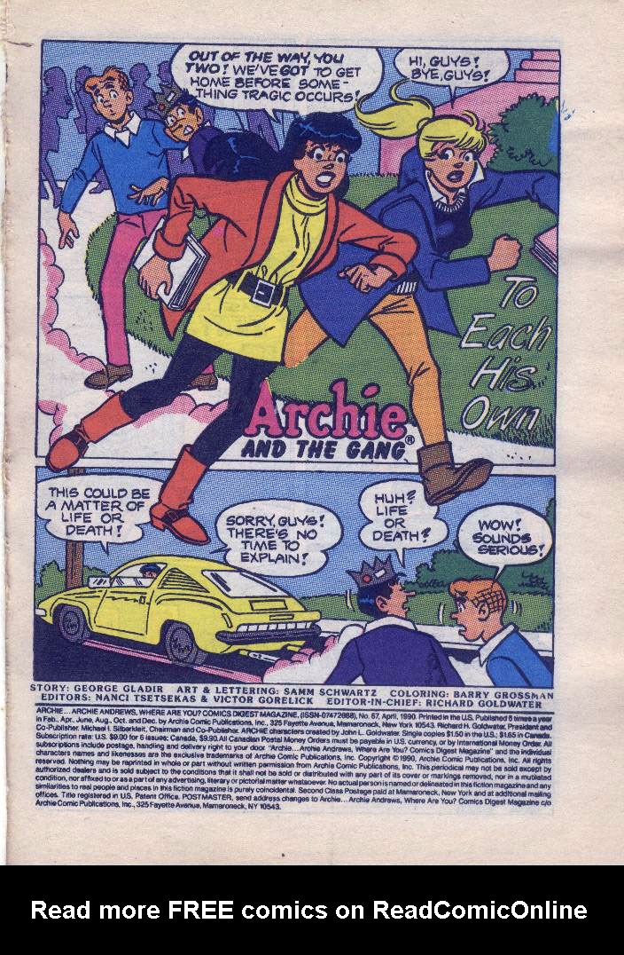 Read online Archie...Archie Andrews, Where Are You? Digest Magazine comic -  Issue #67 - 2