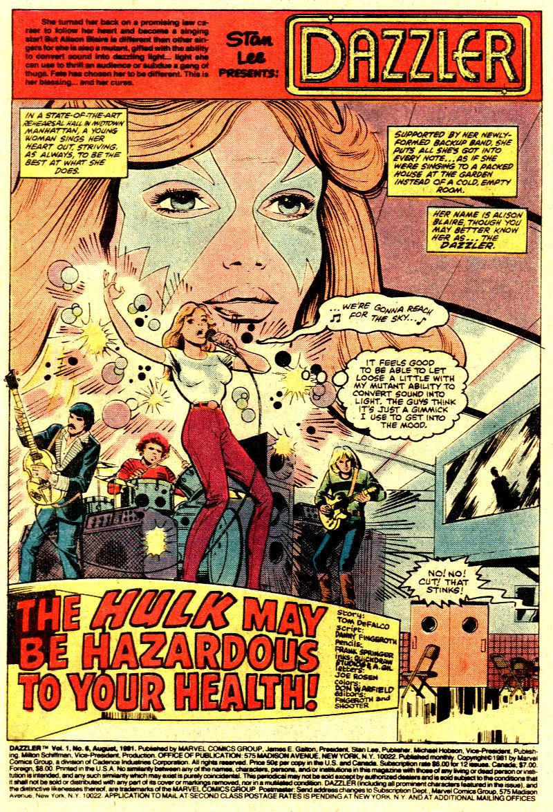 Read online Dazzler (1981) comic -  Issue #6 - 2