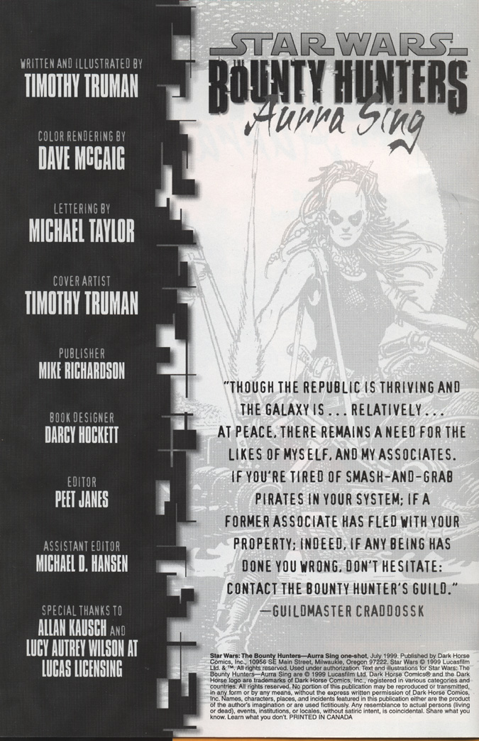 Read online Star Wars: The Bounty Hunters comic -  Issue # Issue Aurra Sing - 2