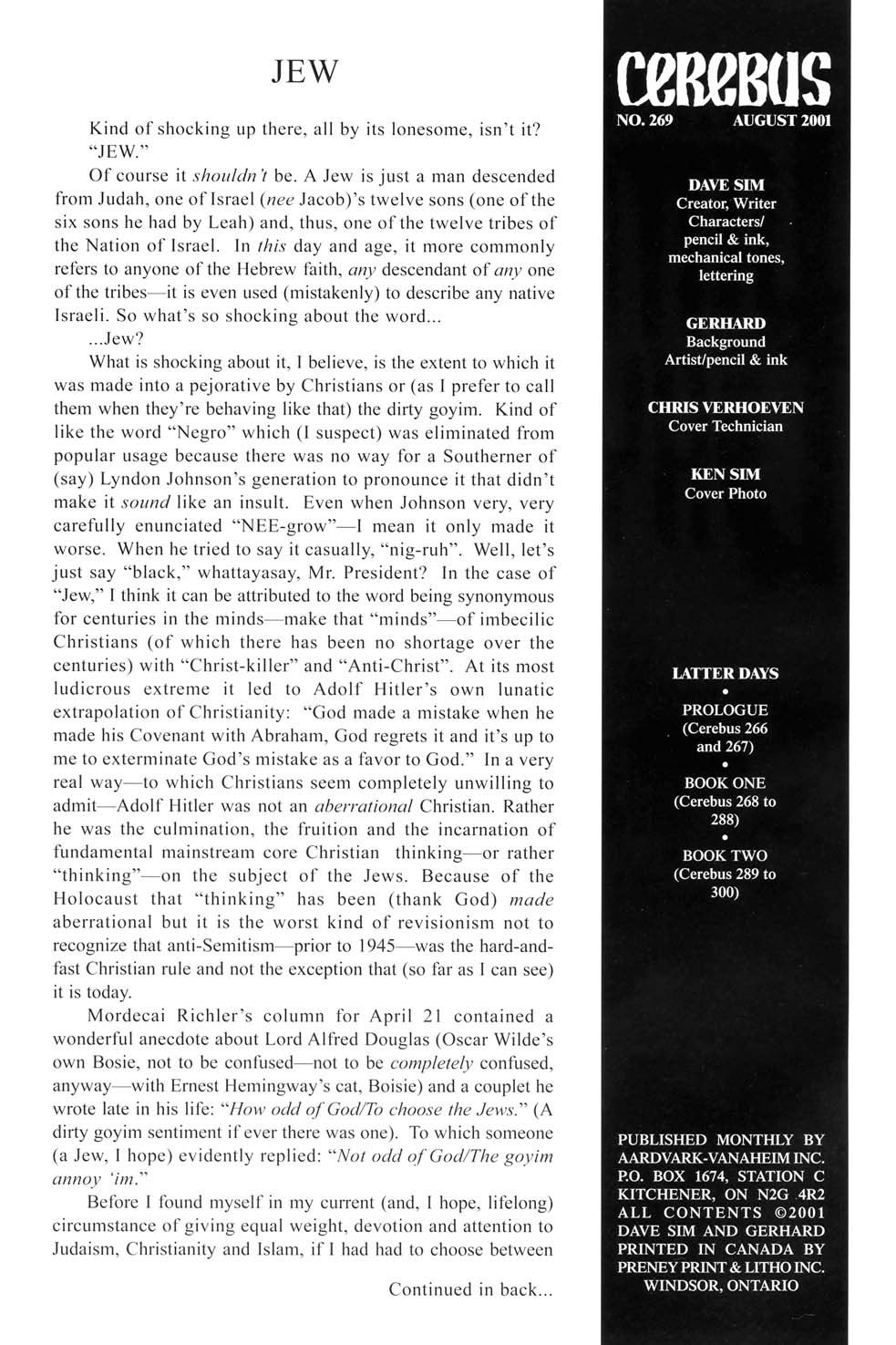 Cerebus Issue #269 #268 - English 2