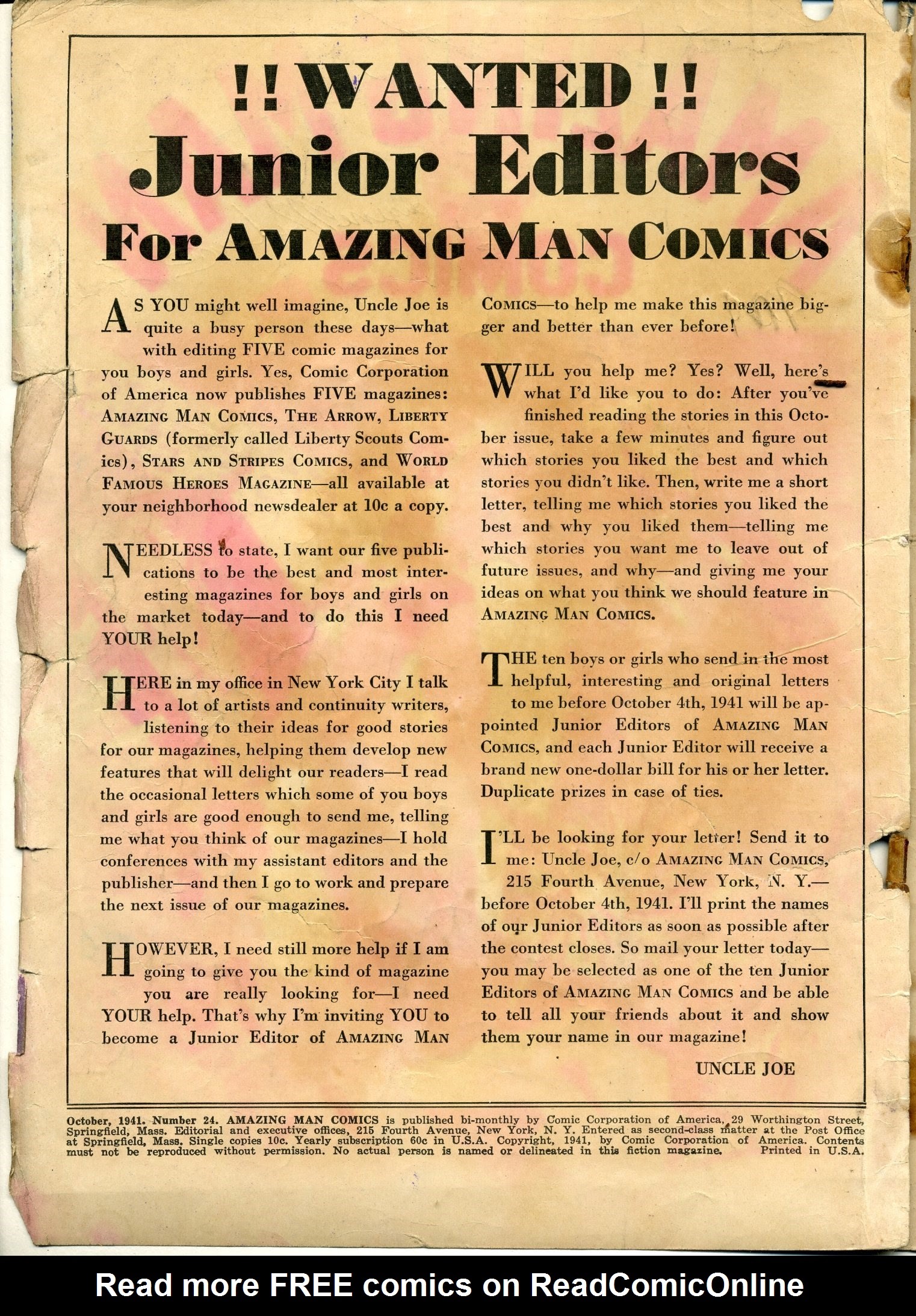 Read online Amazing Man Comics comic -  Issue #24 - 2