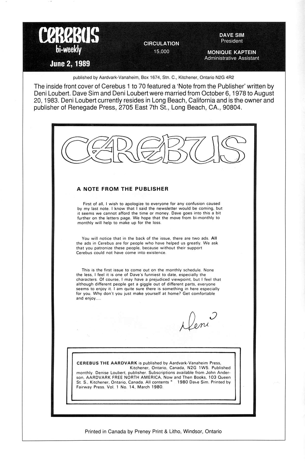 Read online Cerebus comic -  Issue #14 - 2
