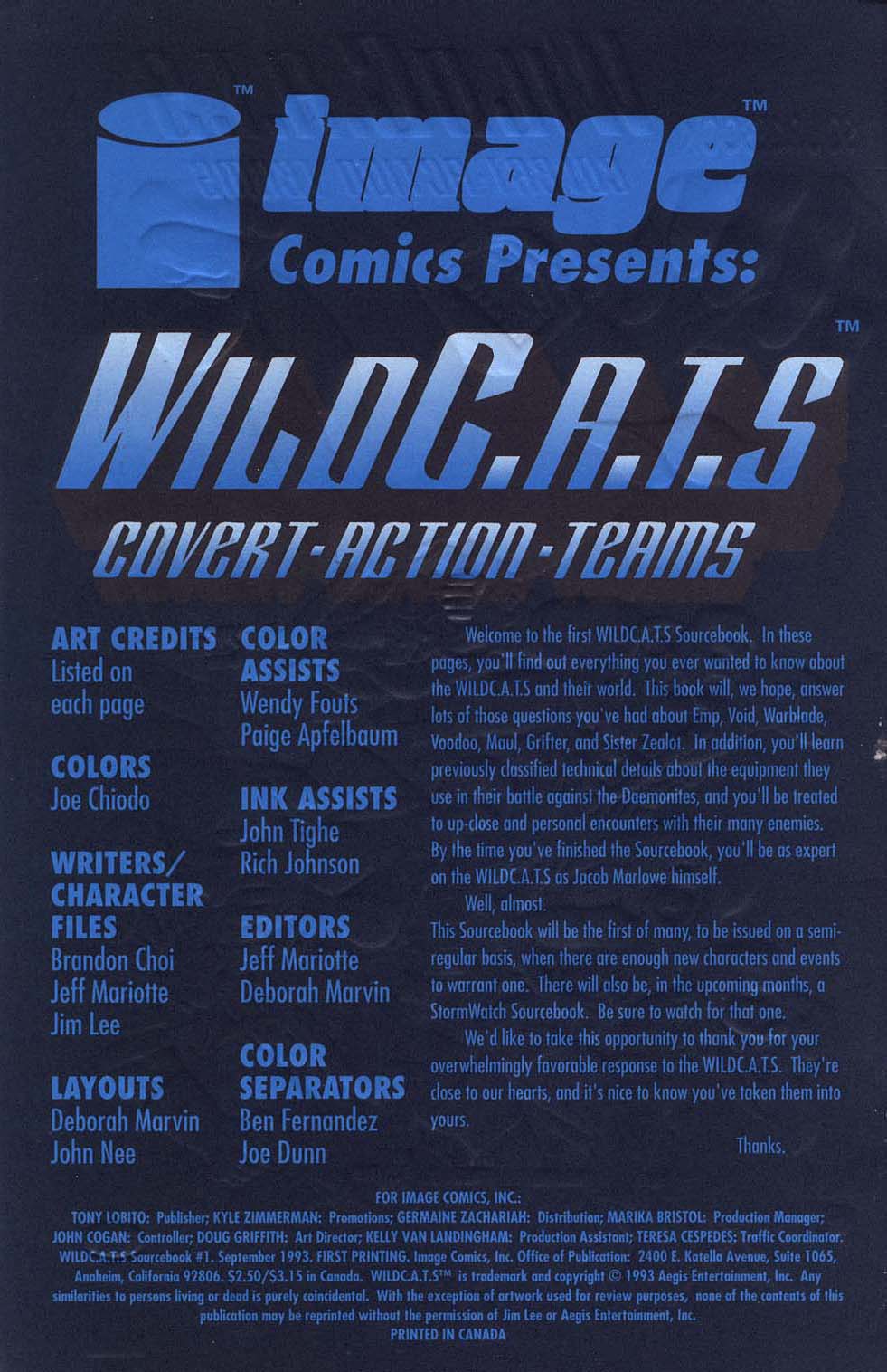 Read online WildC.A.T.s Sourcebook comic -  Issue #1 - 2