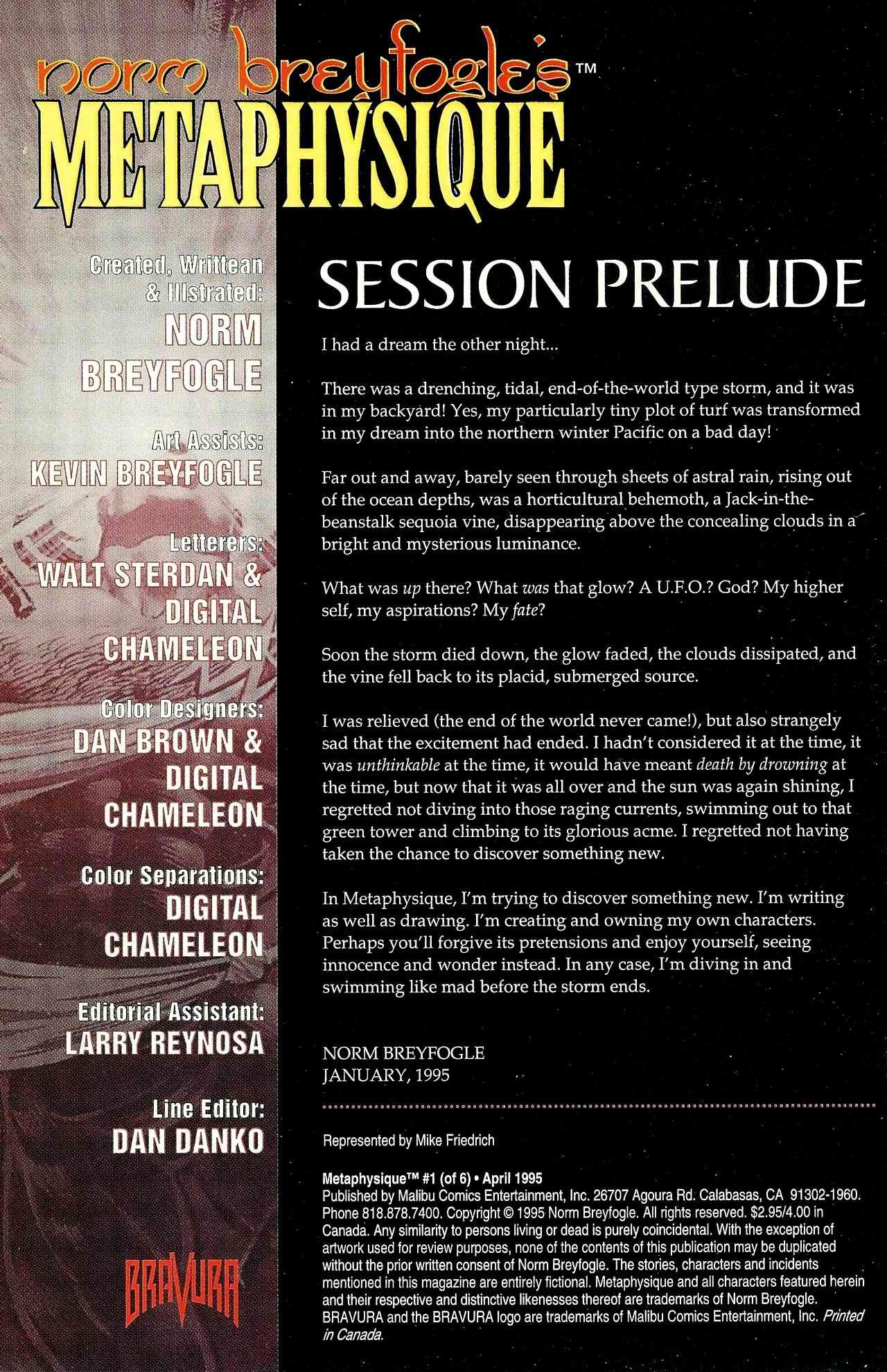 Read online Metaphysique (1995) comic -  Issue #1 - 2