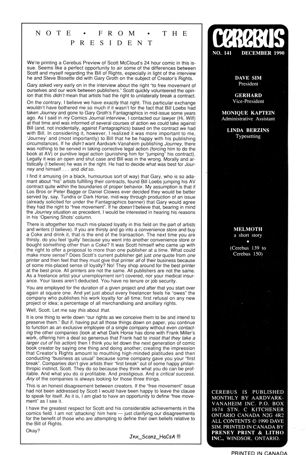 Cerebus Issue #141 #140 - English 3