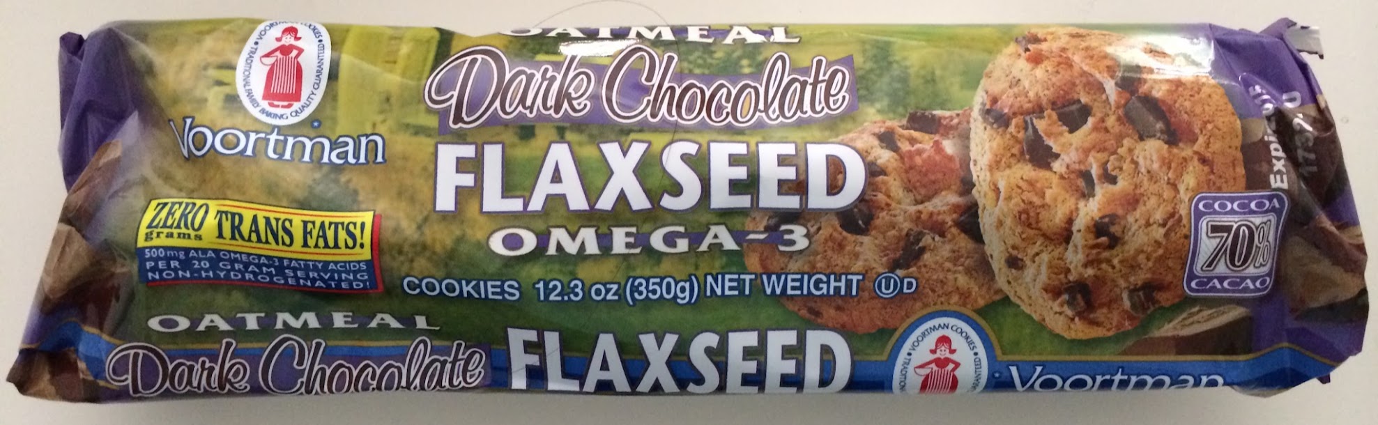 Voortman Flaxseed Omega-3 Cookie - darkk chocolate 350g