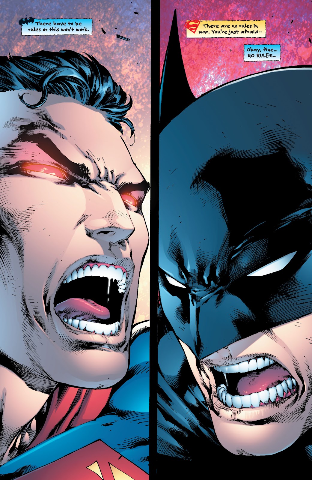 Primera página de Superman/Batman #78 en donde Batman y Superman están a punto de enfrentarse. 
