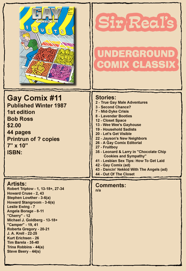 Read online Gay Comix (Gay Comics) comic -  Issue #11 - 1