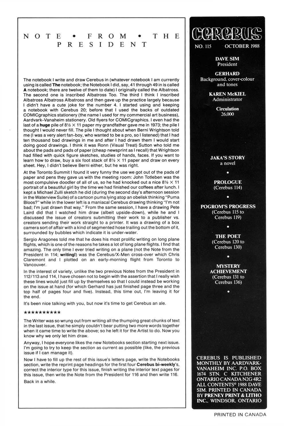 Cerebus Issue #115 #114 - English 2