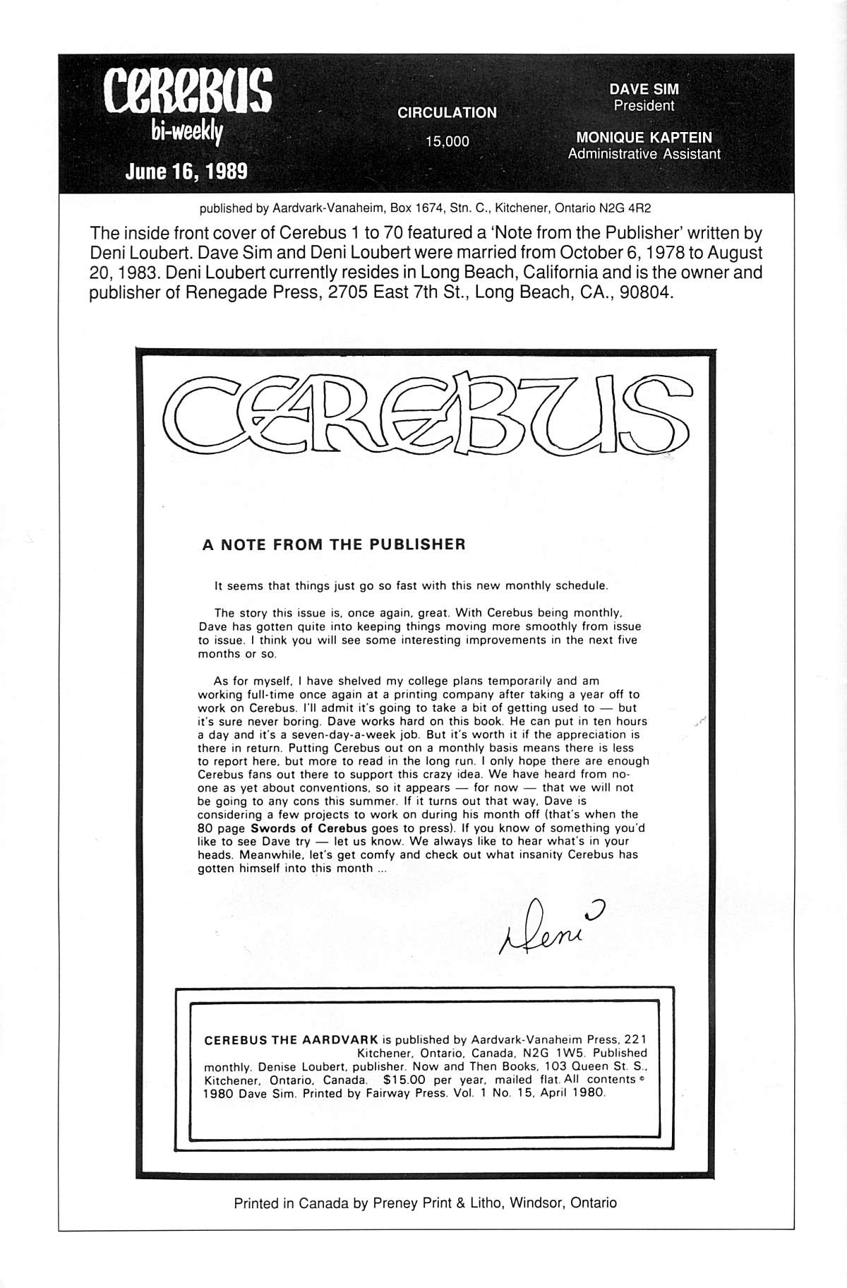 Read online Cerebus comic -  Issue #15 - 2