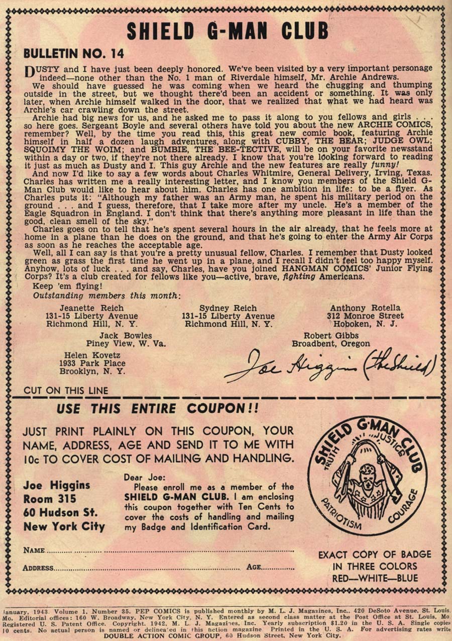 Read online Pep Comics comic -  Issue #35 - 2