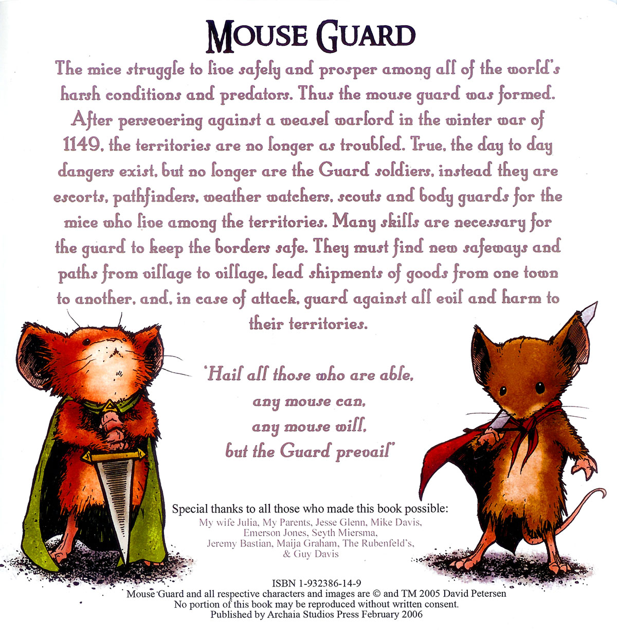 Read online Mouse Guard comic -  Issue #1 - 2