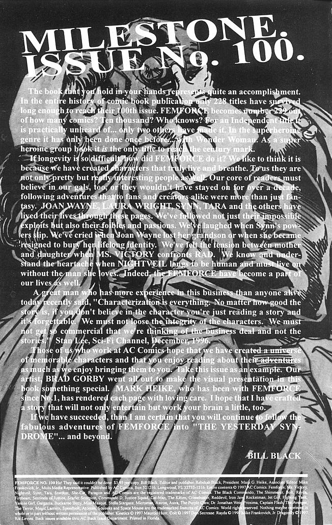 Read online Femforce comic -  Issue #100 - 2